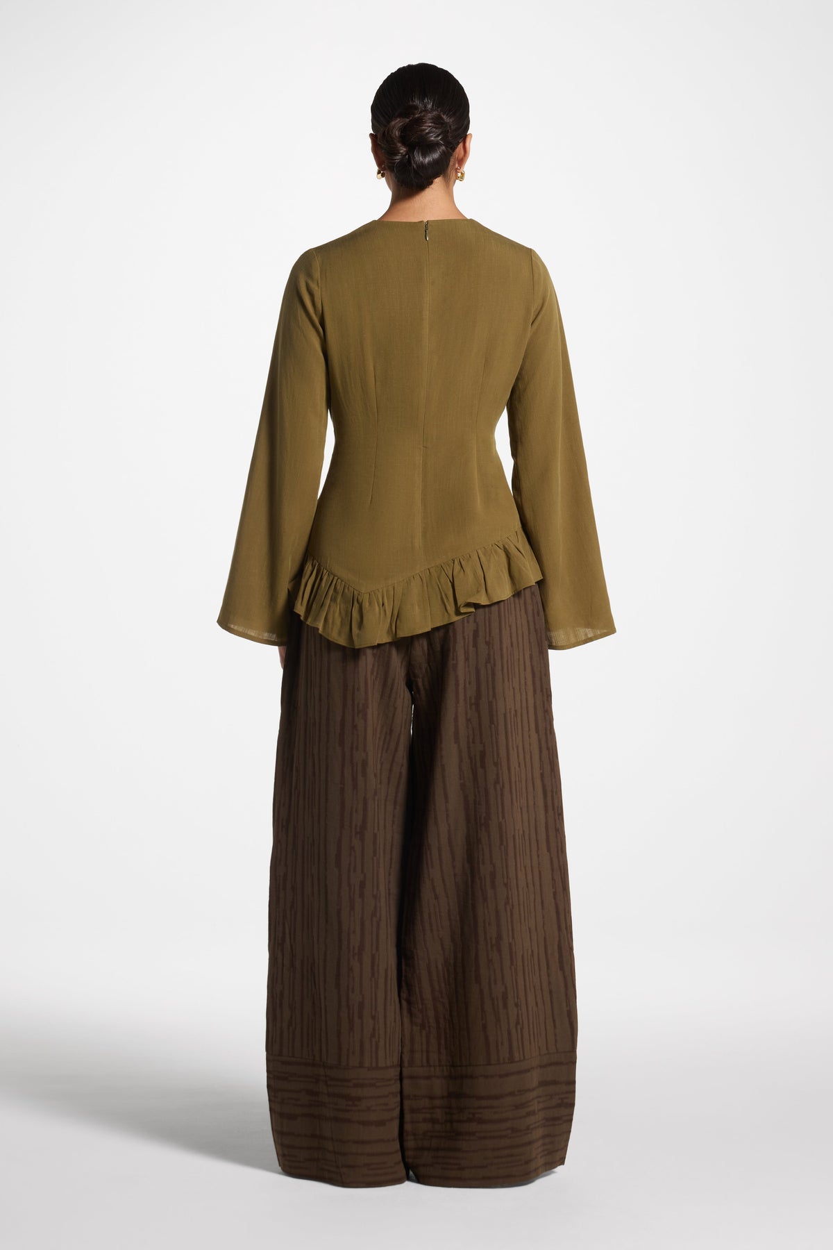Tencel Ruffle Top - Olive Top Veiled 