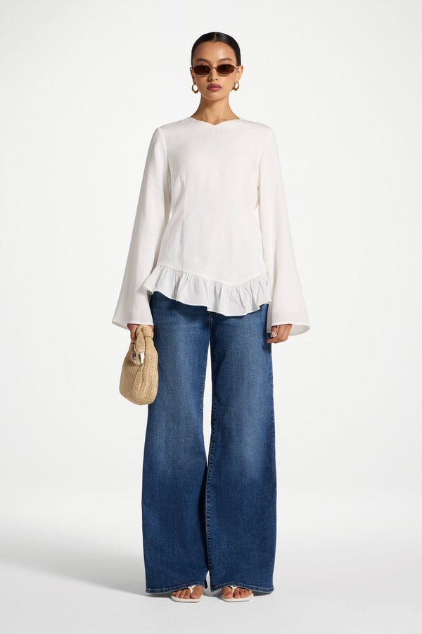 Tencel Ruffle Top - White Abayas Veiled 