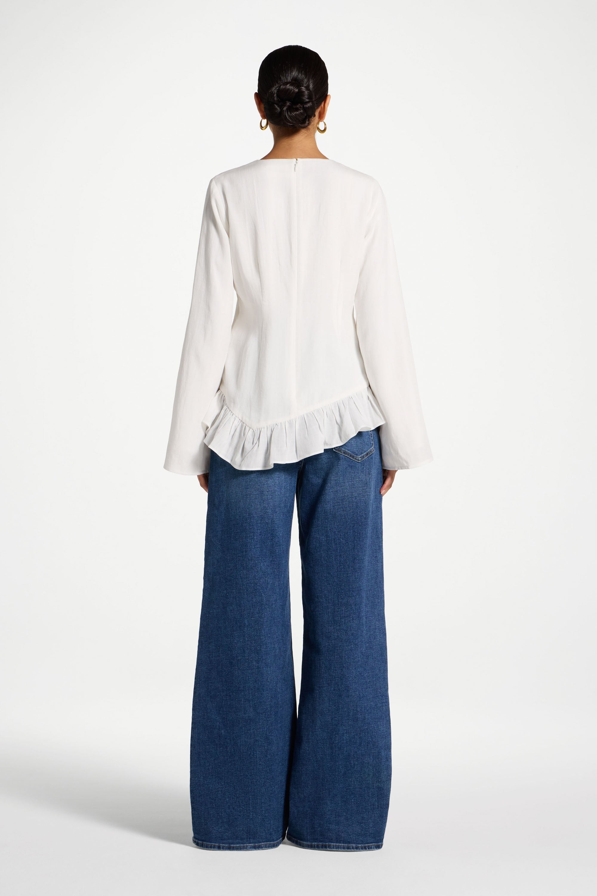 Tencel Ruffle Top - White Abayas Veiled 