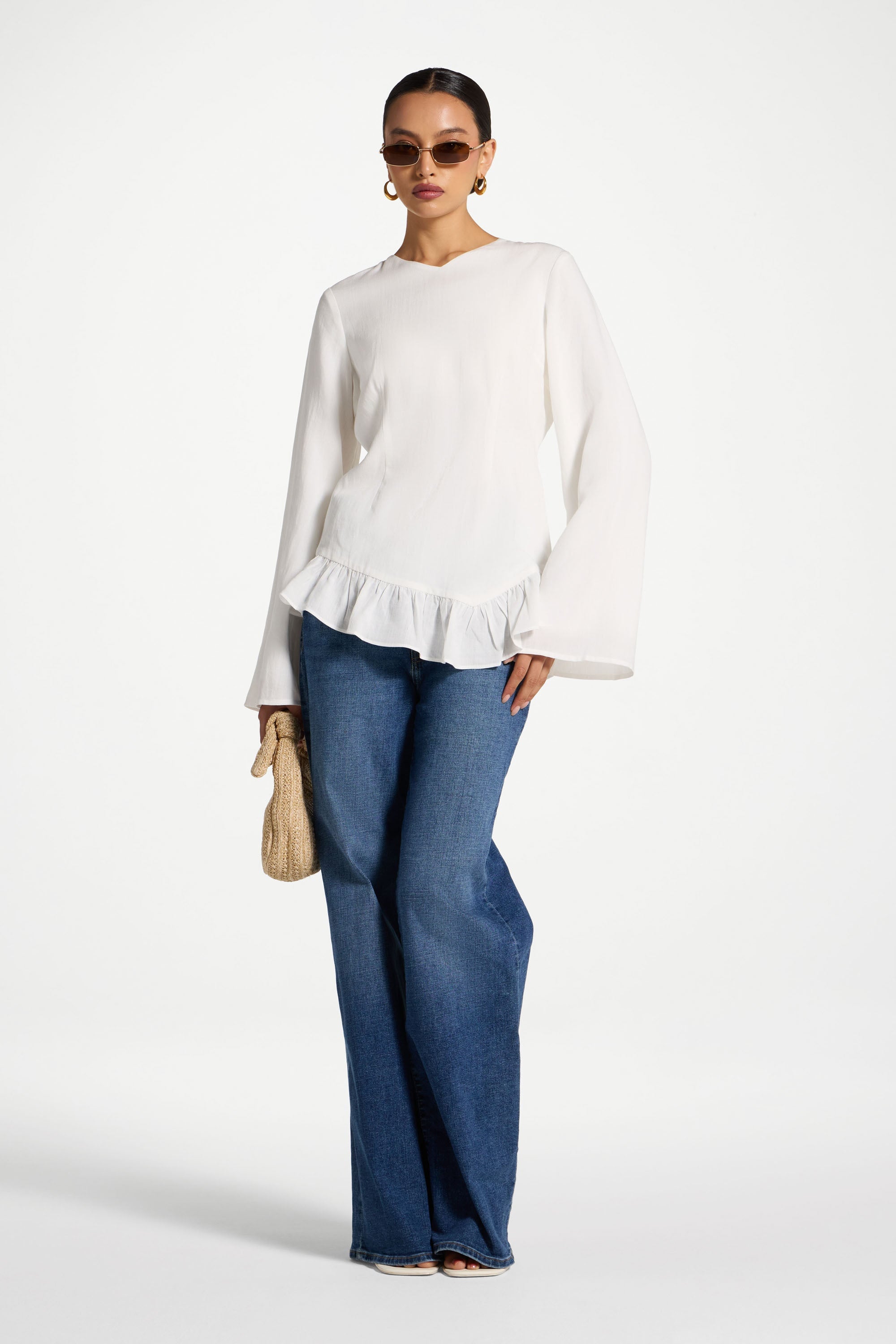 Tencel Ruffle Top - White Abayas Veiled 