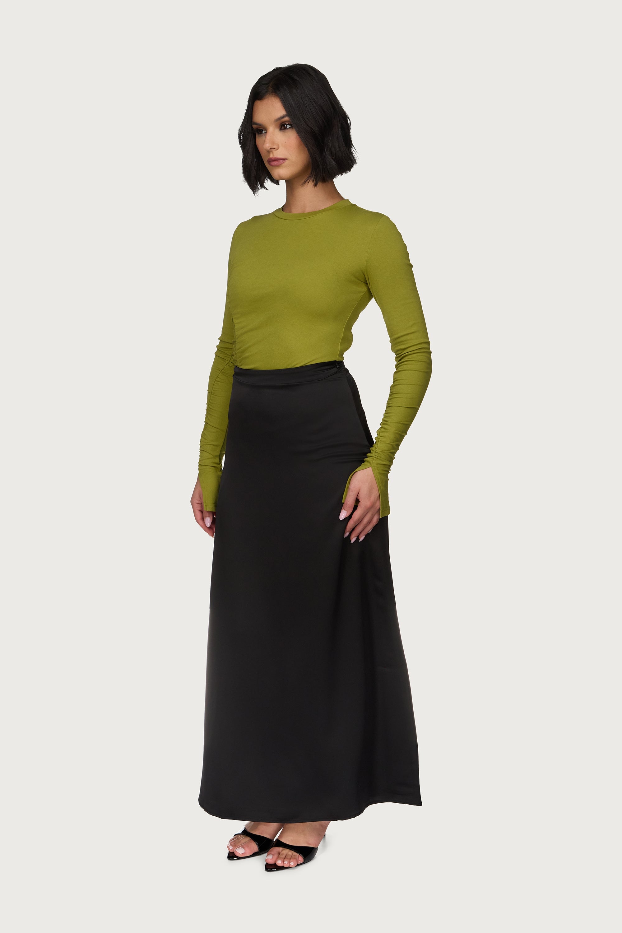 Tencel Silk A-Line Maxi Skirt - Black Abayas Veiled 