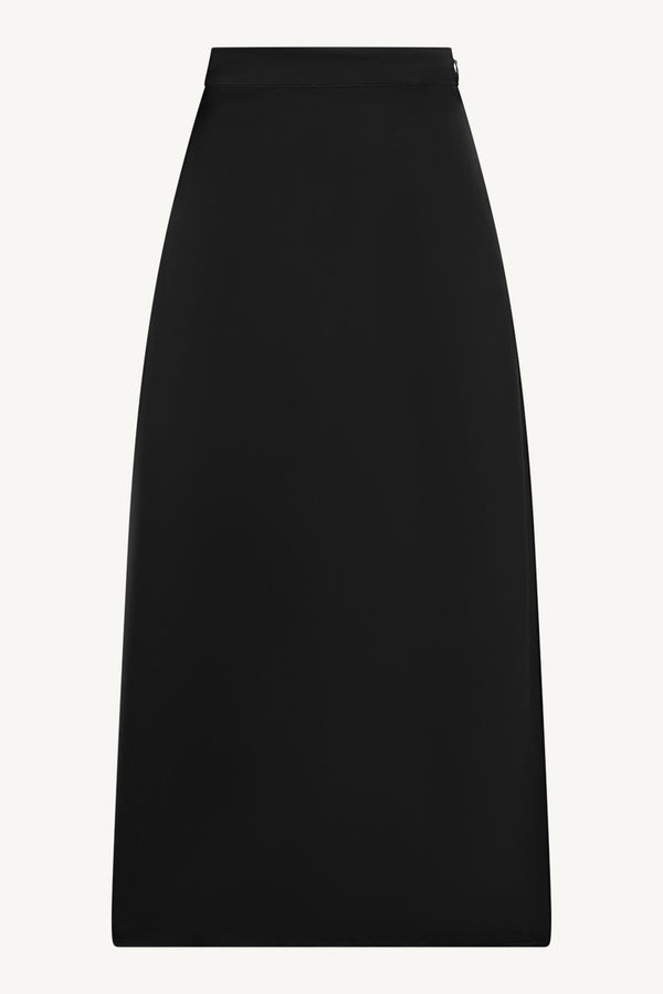 Tencel Silk A-Line Maxi Skirt - Black Abayas Veiled 
