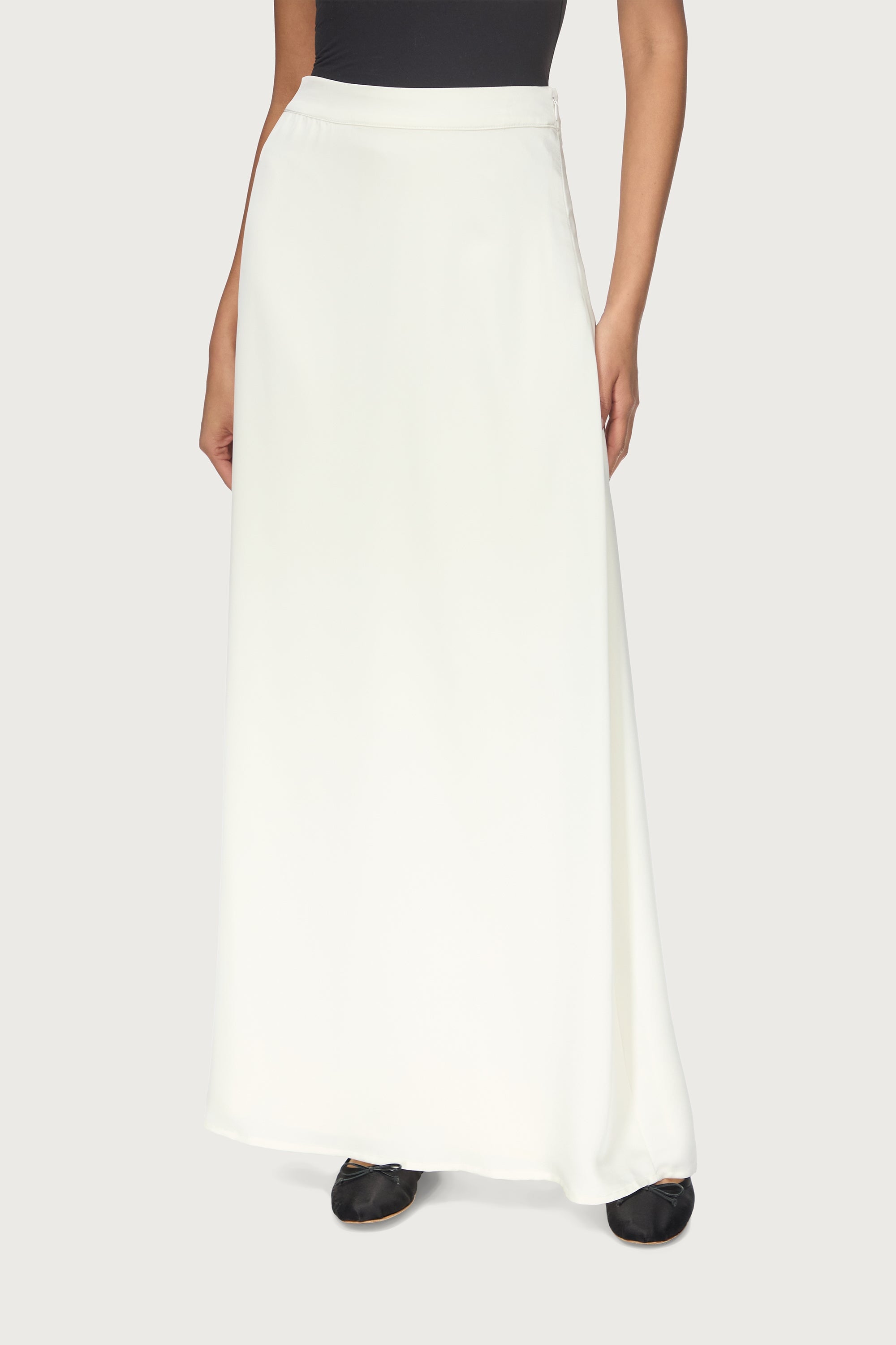 Tencel Silk A-Line Maxi Skirt - Ivory Abayas Veiled 