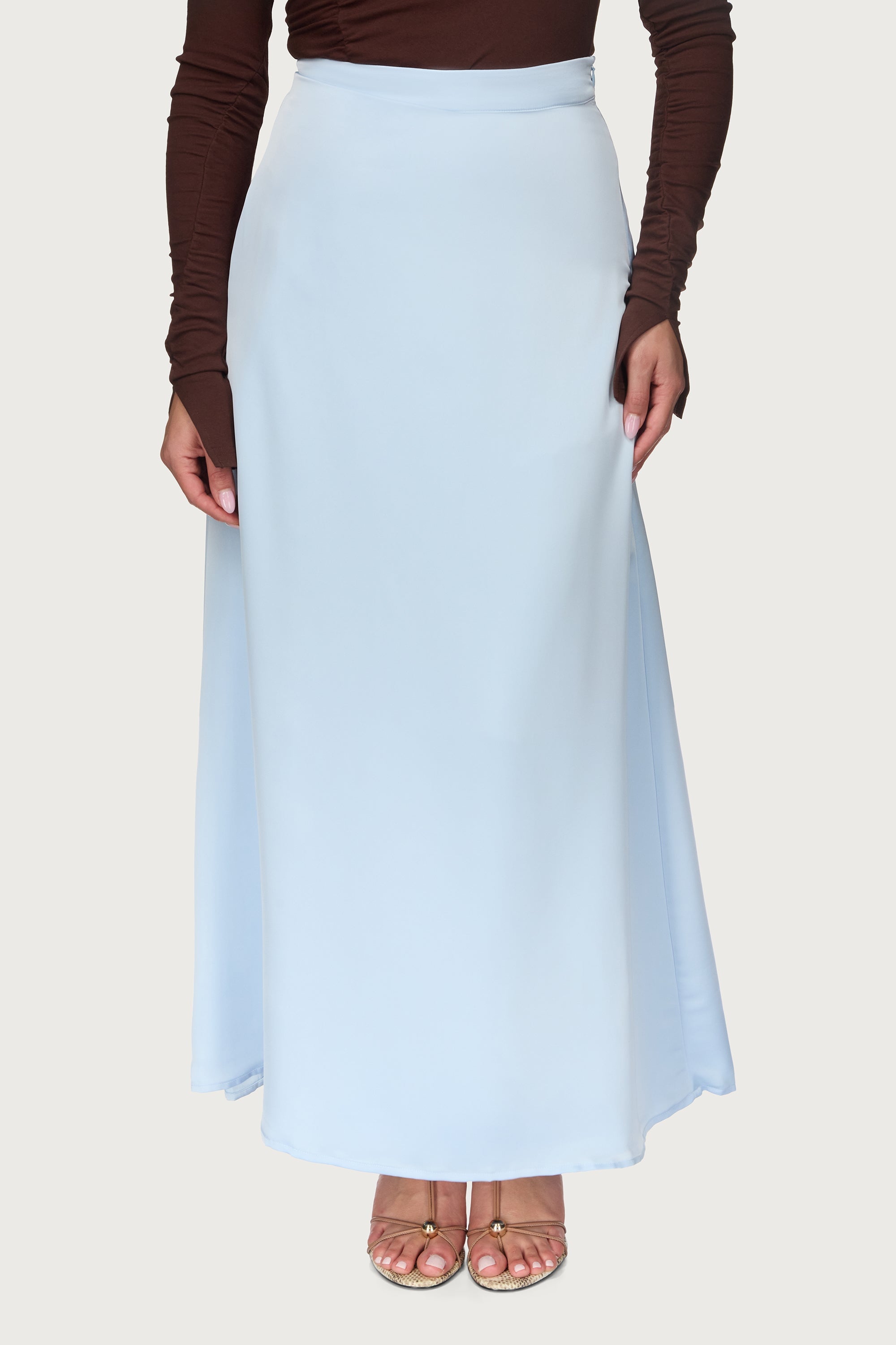 Tencel Silk A-Line Maxi Skirt - Pastel Blue Abayas Veiled 