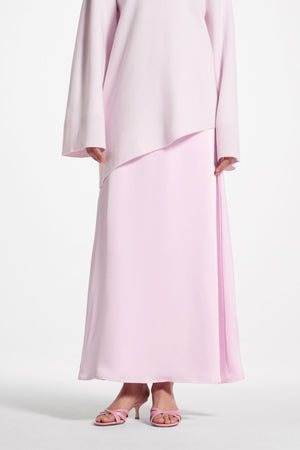 Tencel Silk A-Line Maxi Skirt - Pink
