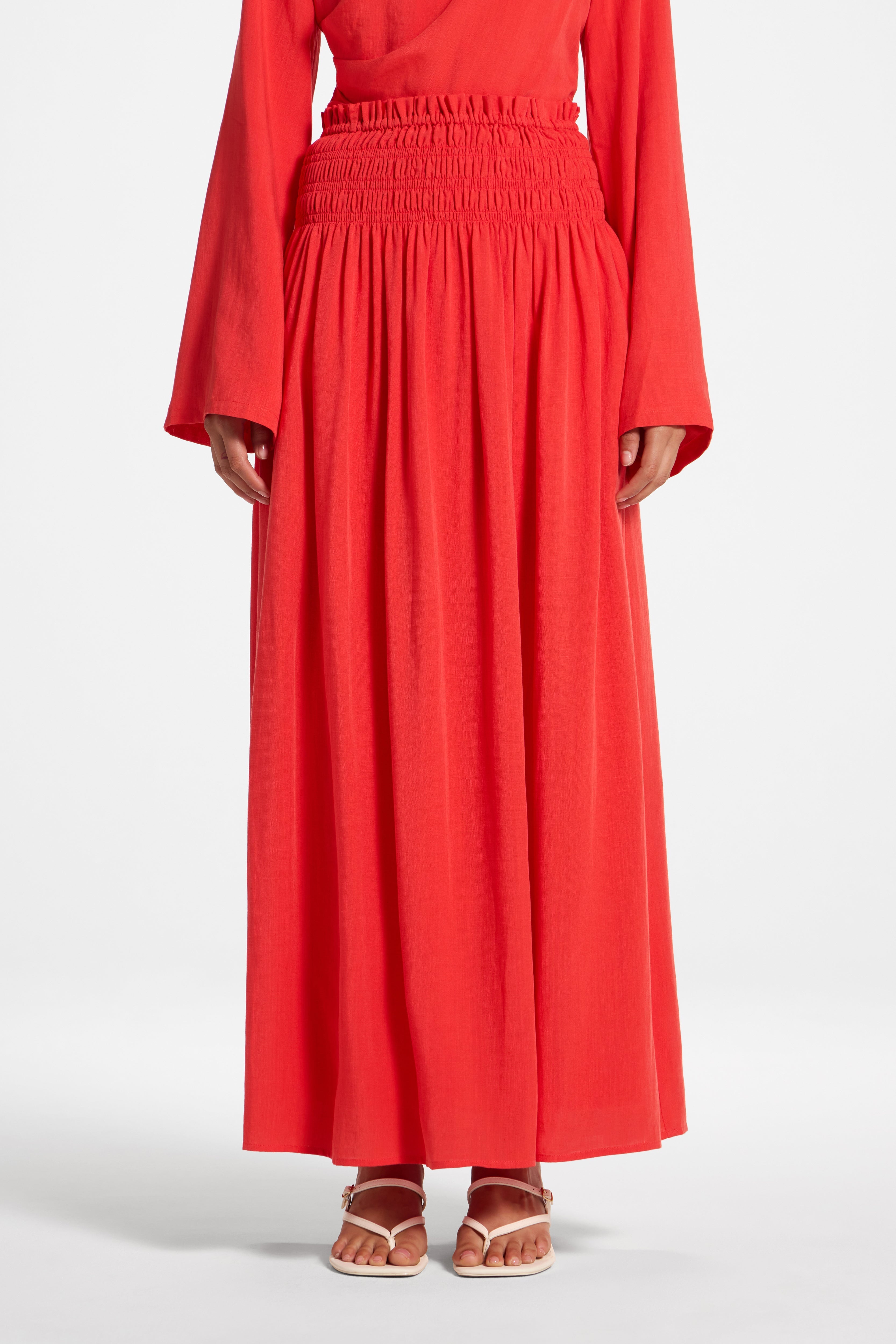 Tencel Smocked Skirt - Strawberry Abayas Veiled 