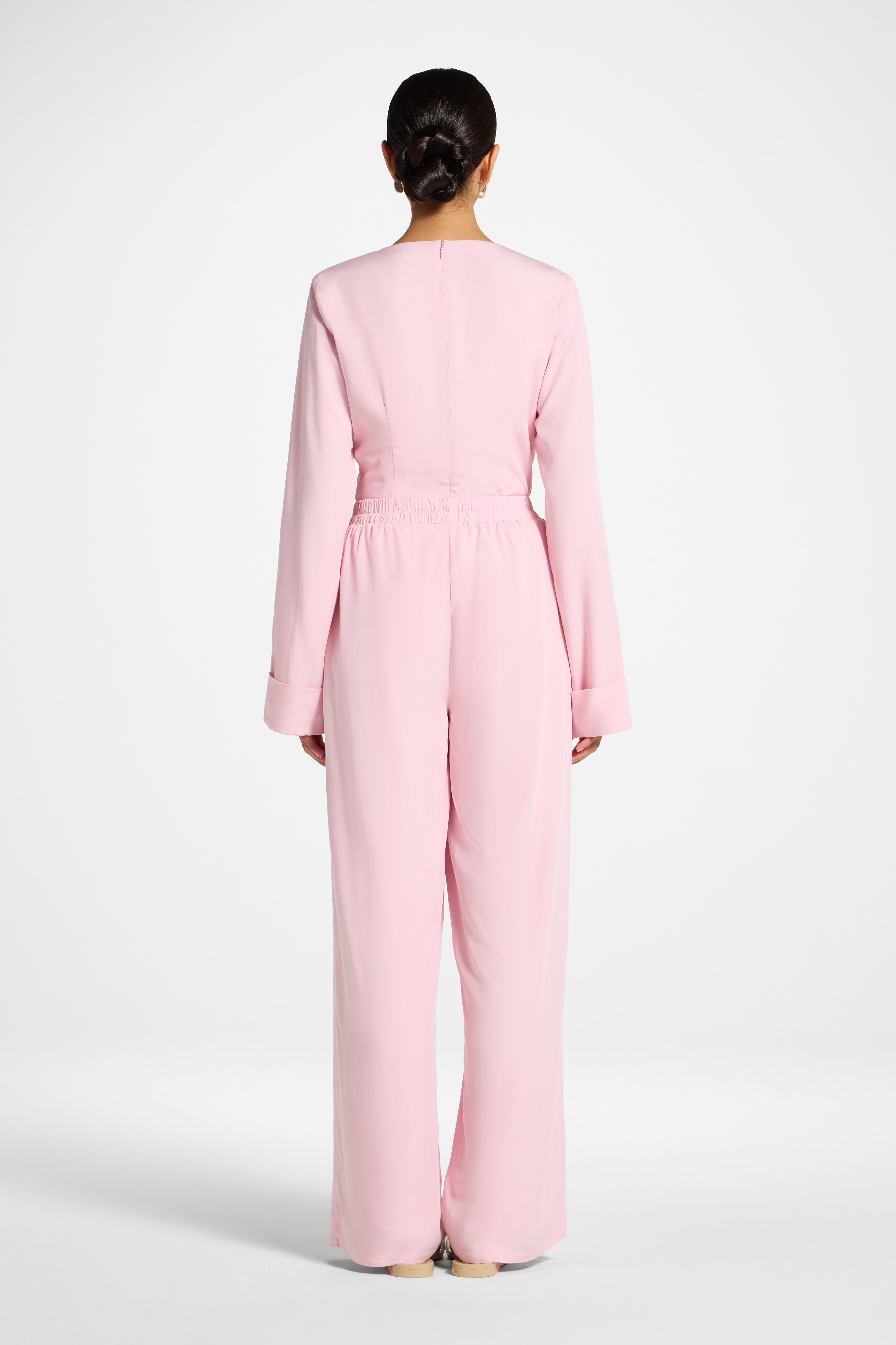 Tencel Wide Leg Pants - Baby Pink Abayas Veiled 