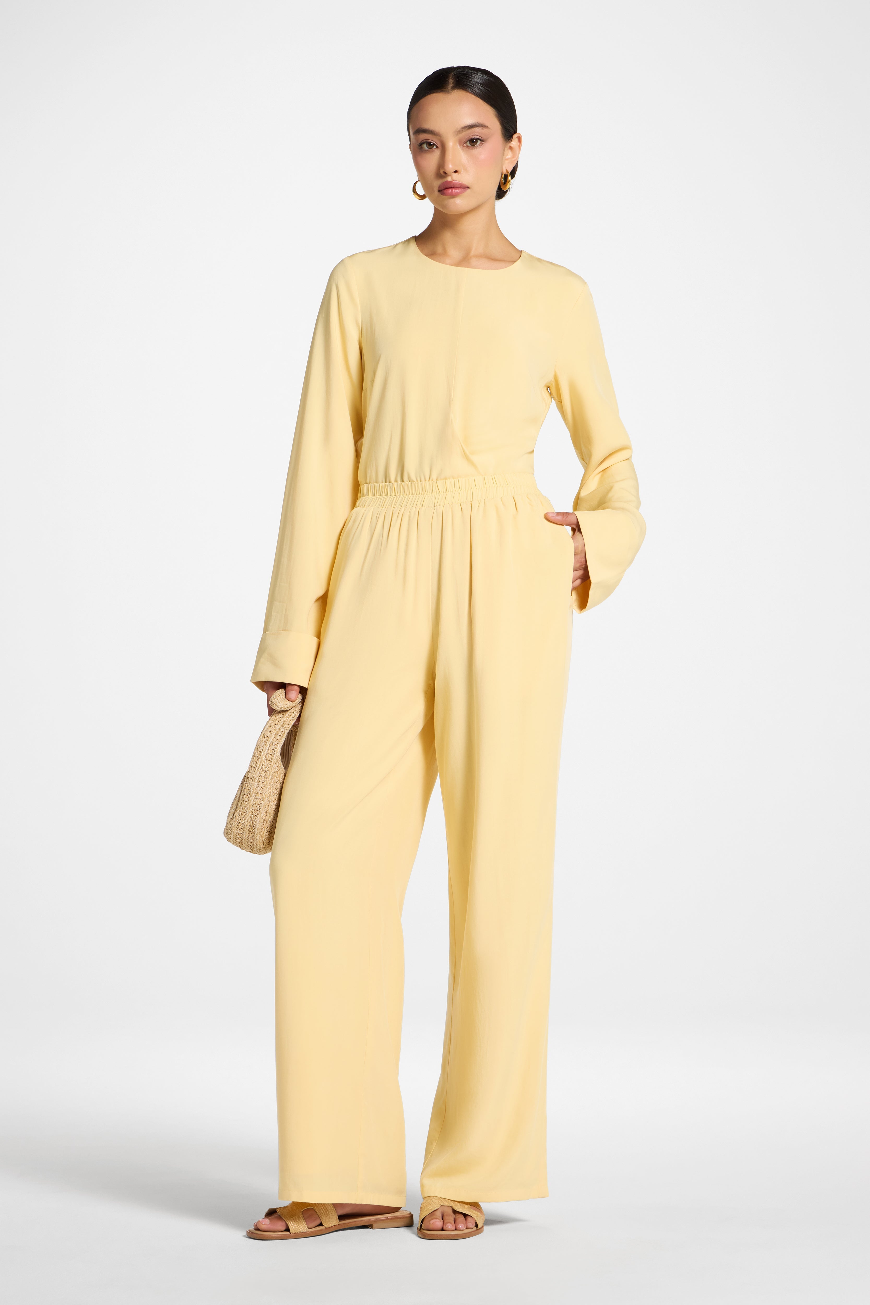 Tencel Wide Leg Pants - Banana Abayas Veiled 