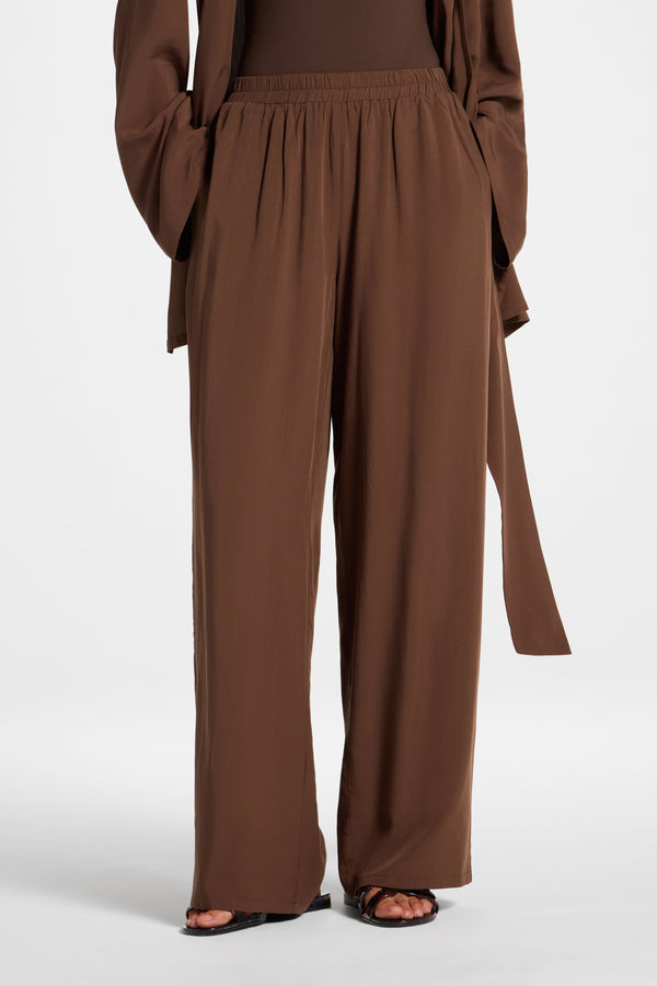 Tencel Wide Leg Pants - Espresso Abayas Veiled 