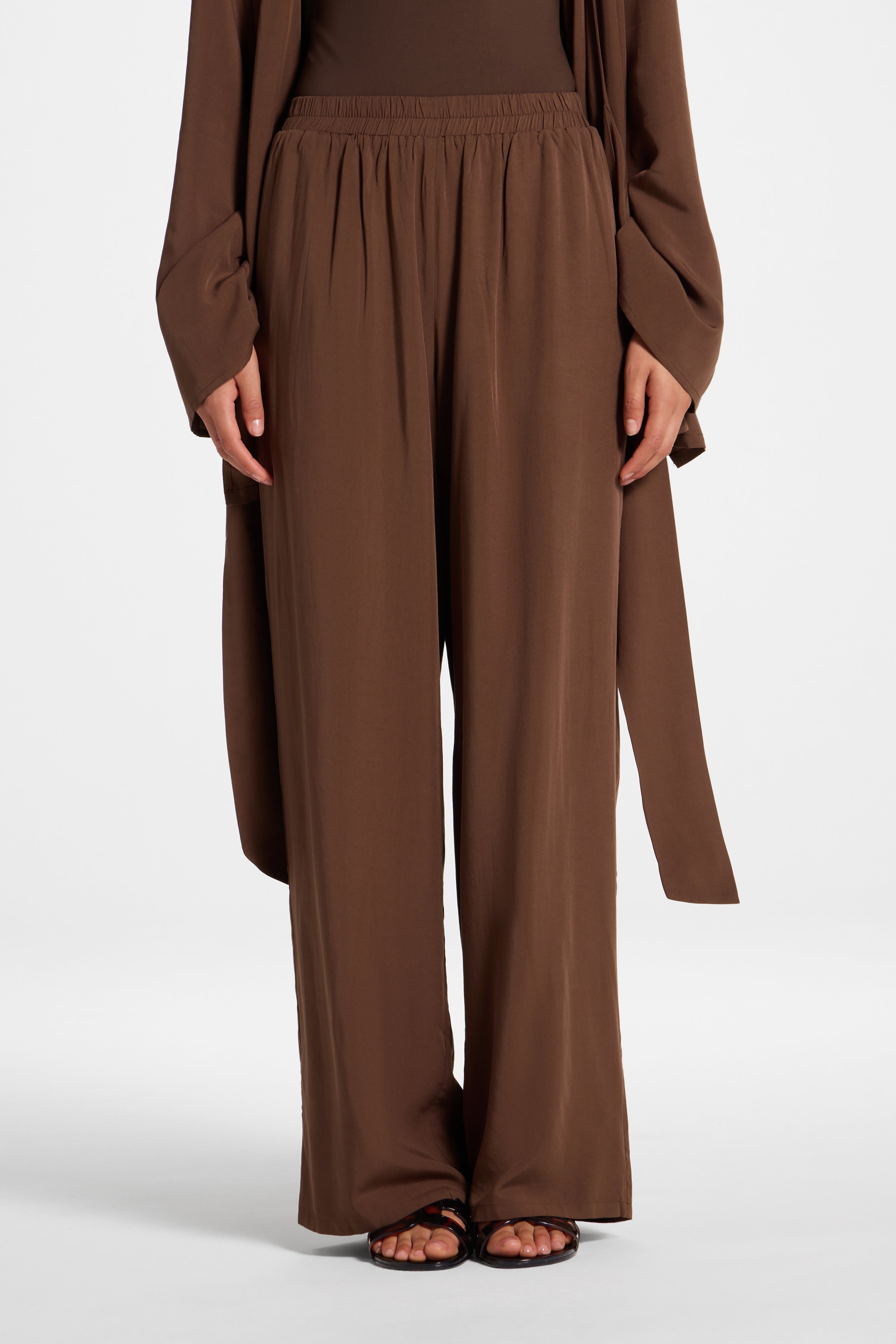 Tencel Wide Leg Pants - Espresso Abayas Veiled 
