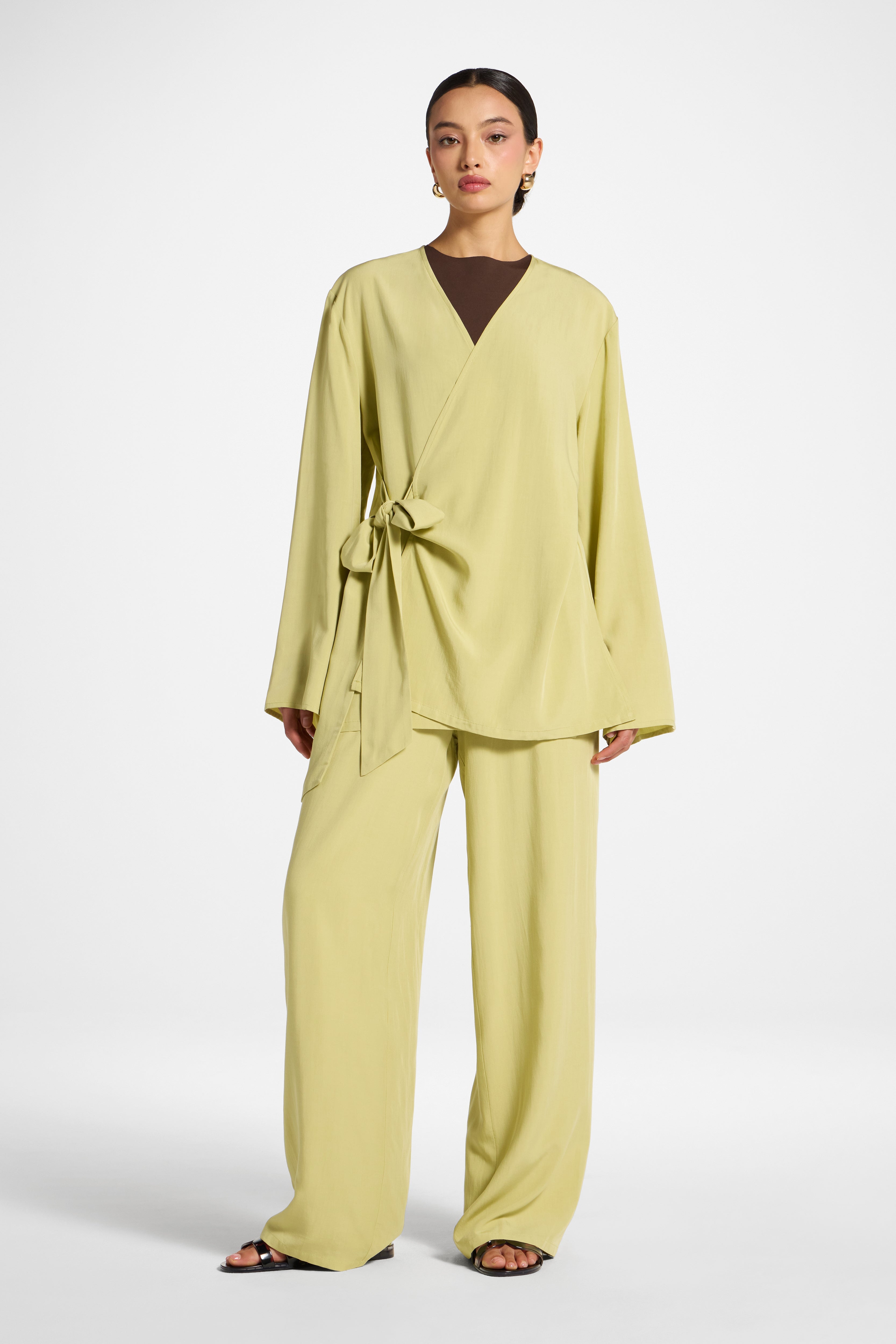 Tencel Wide Leg Pants - Honeydew Abayas Veiled 