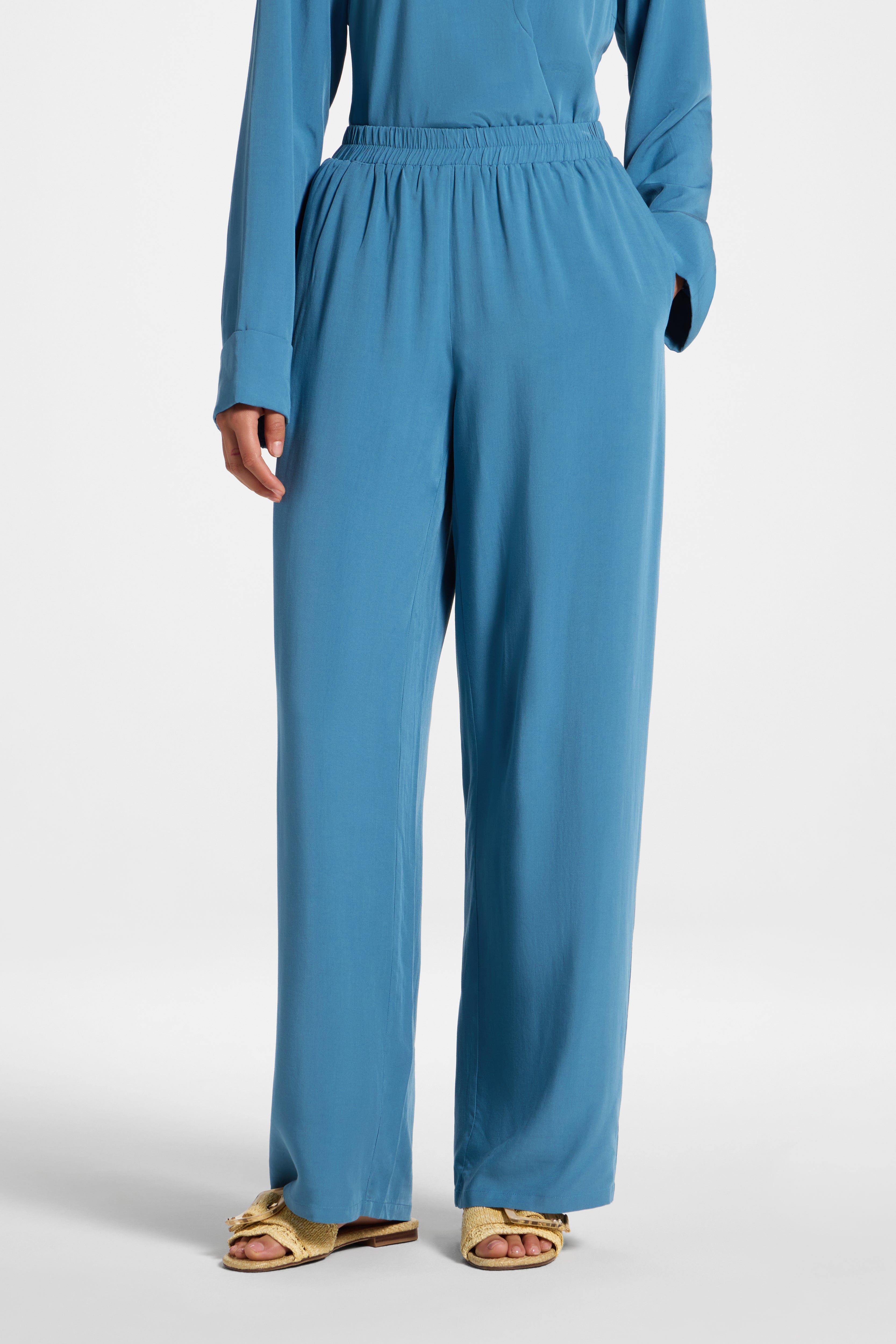 Tencel Wide Leg Pants - Sea Abayas Veiled 