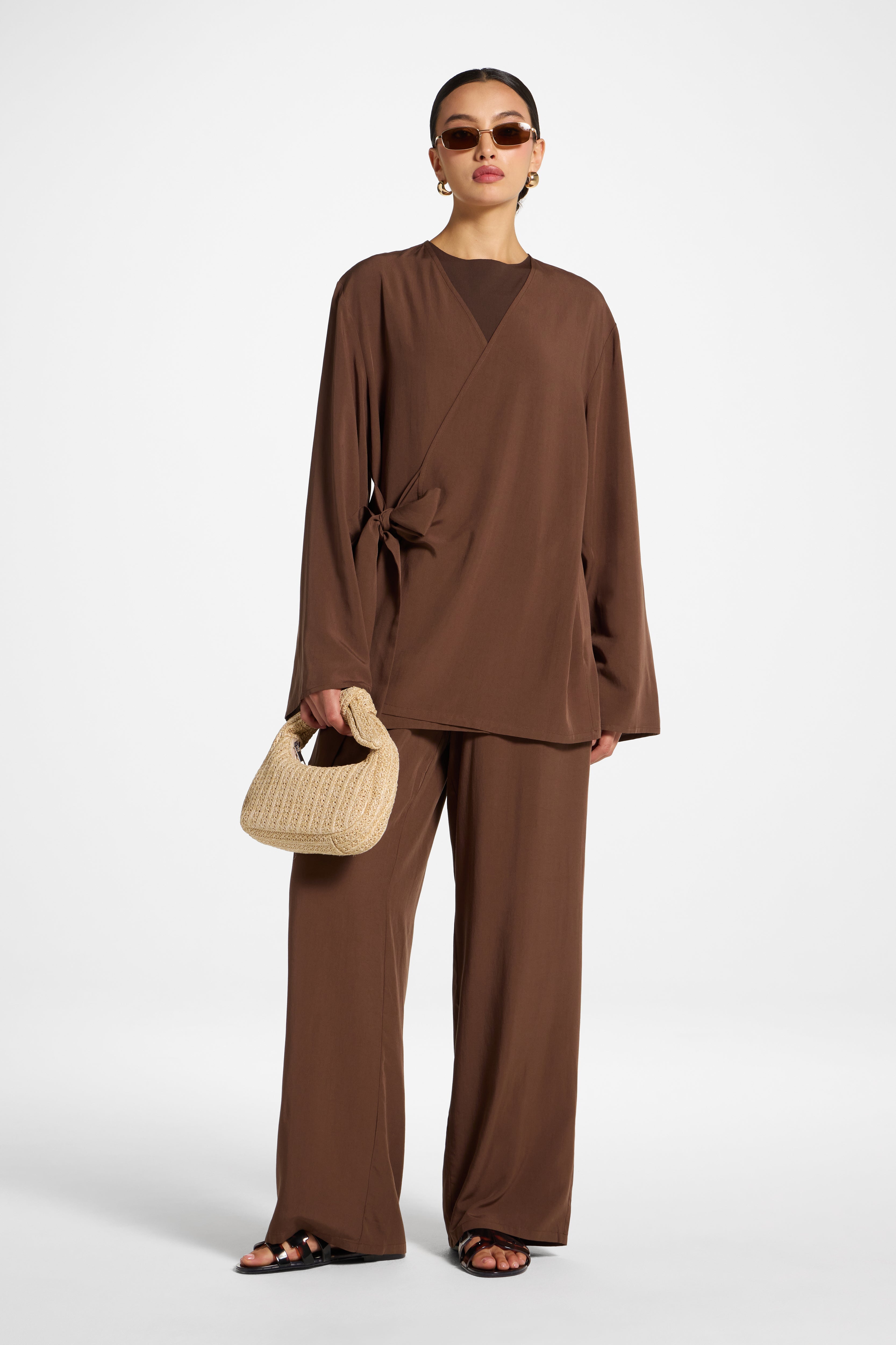 Tencel Wrap Top - Espresso Abayas Veiled 