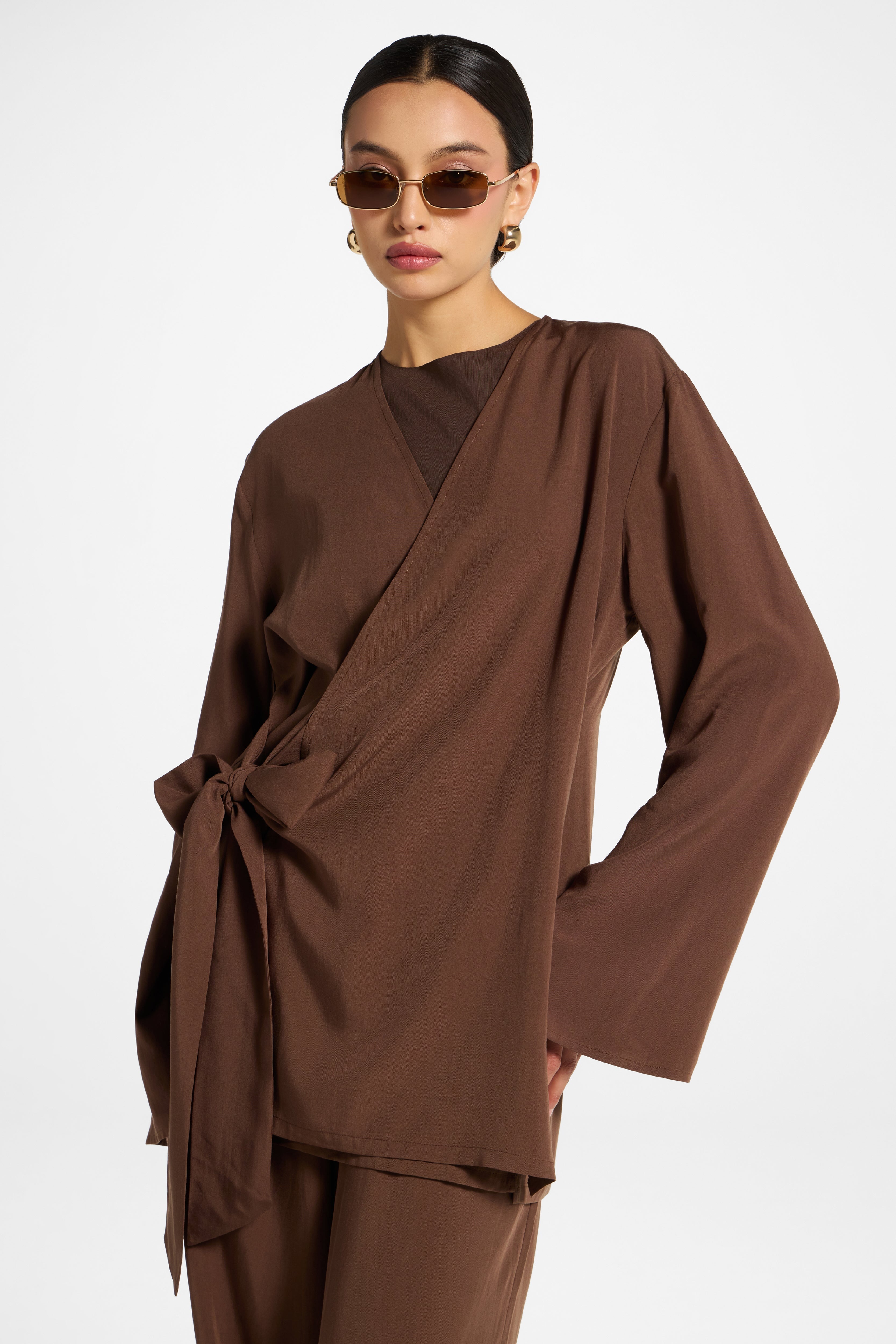 Tencel Wrap Top - Espresso Abayas Veiled 