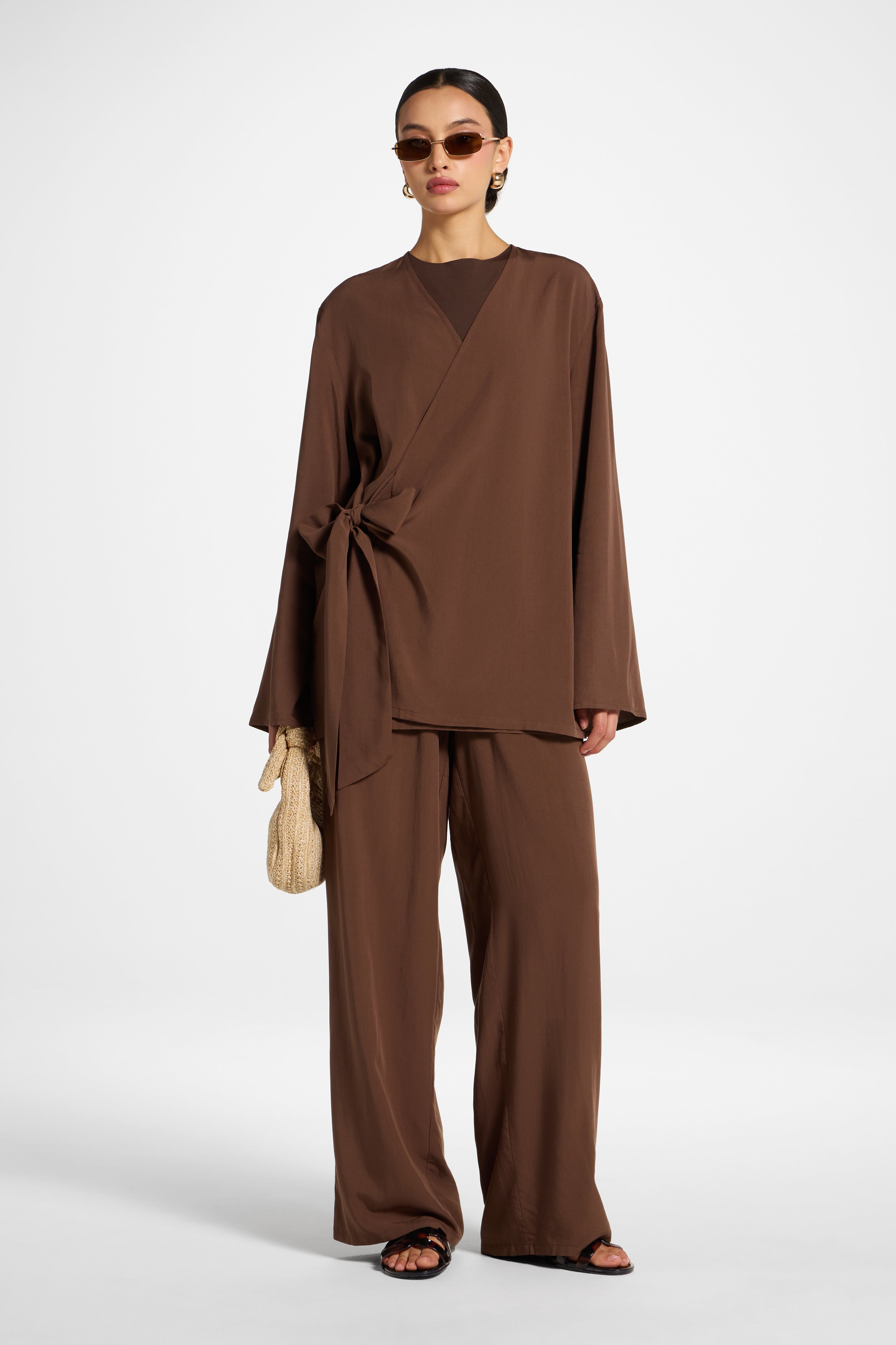 Tencel Wrap Top - Espresso Abayas Veiled 
