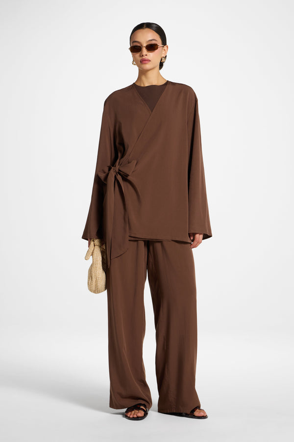 Tencel Wrap Top - Espresso Abayas Veiled 