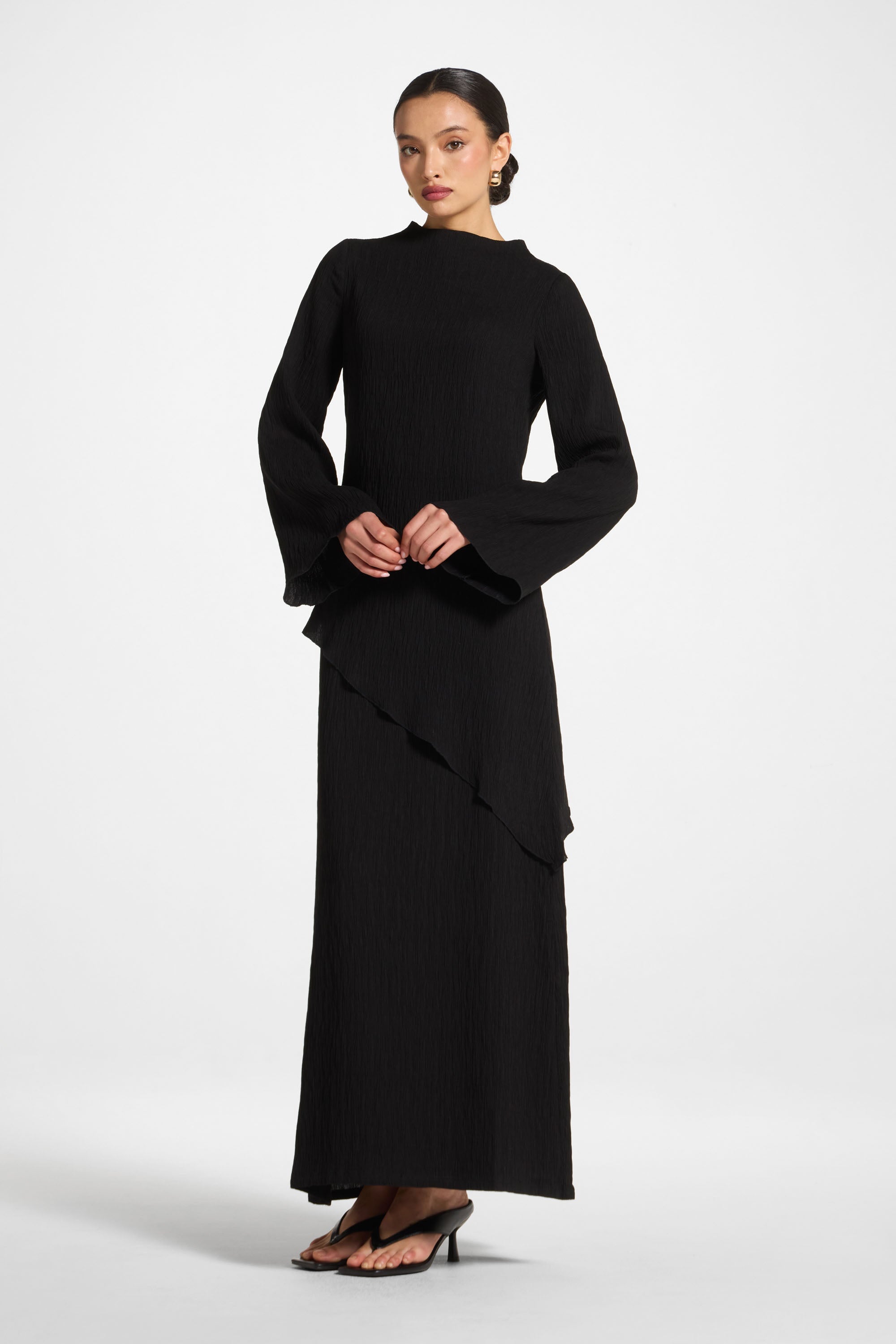 Textured Maxi Skirt - Black Abayas Veiled 