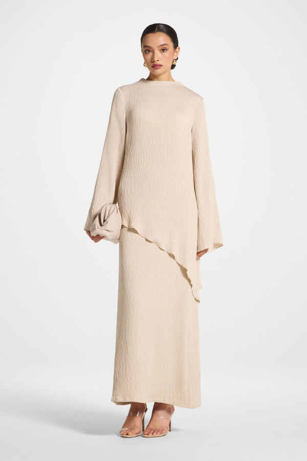 Textured Maxi Skirt - Stone Abayas Veiled 