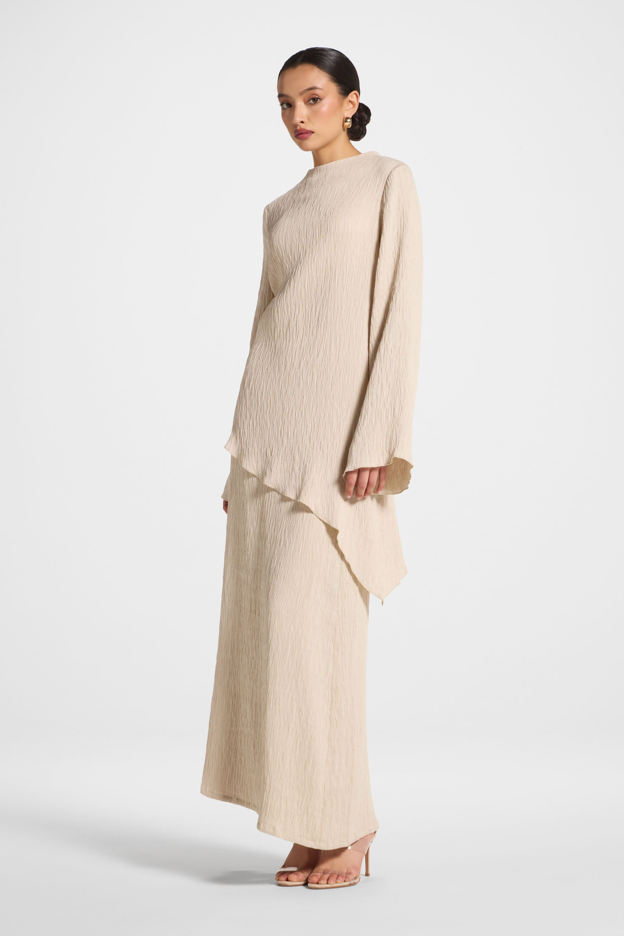 Textured Maxi Skirt - Stone Abayas Veiled 