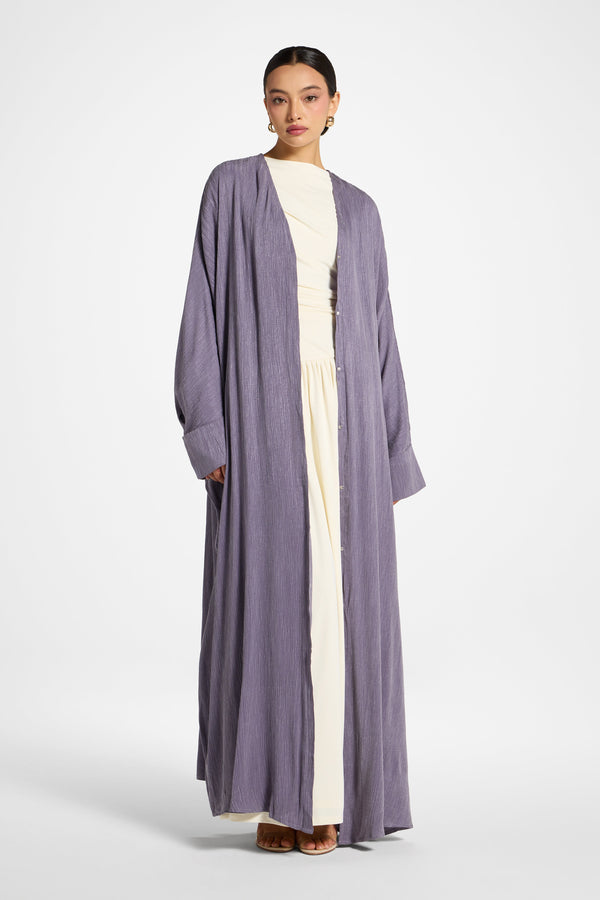 Textured Open Abaya - Purple Sage Abayas Veiled 
