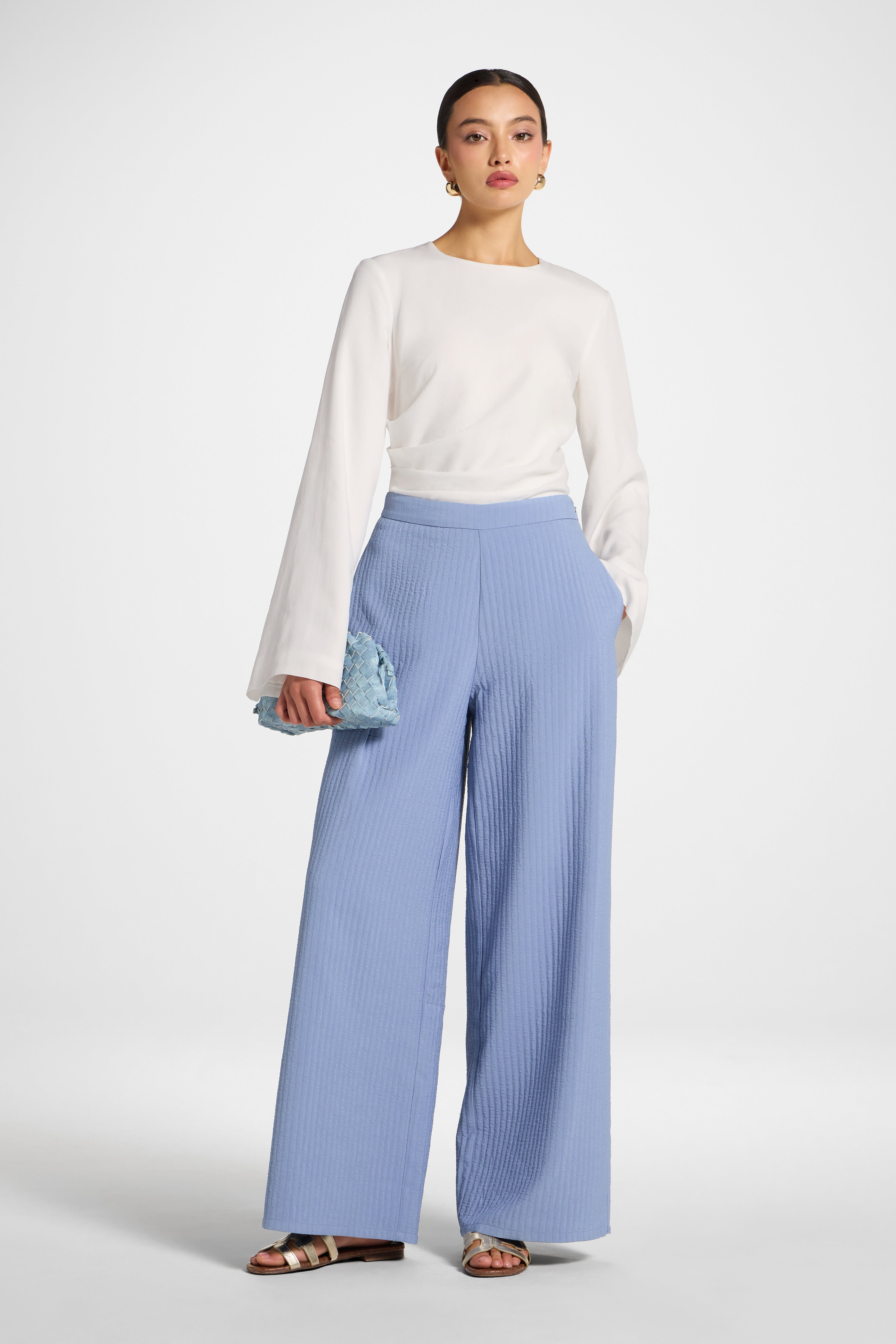 Textured Wide Leg Pants - Dusk Abayas Veiled 