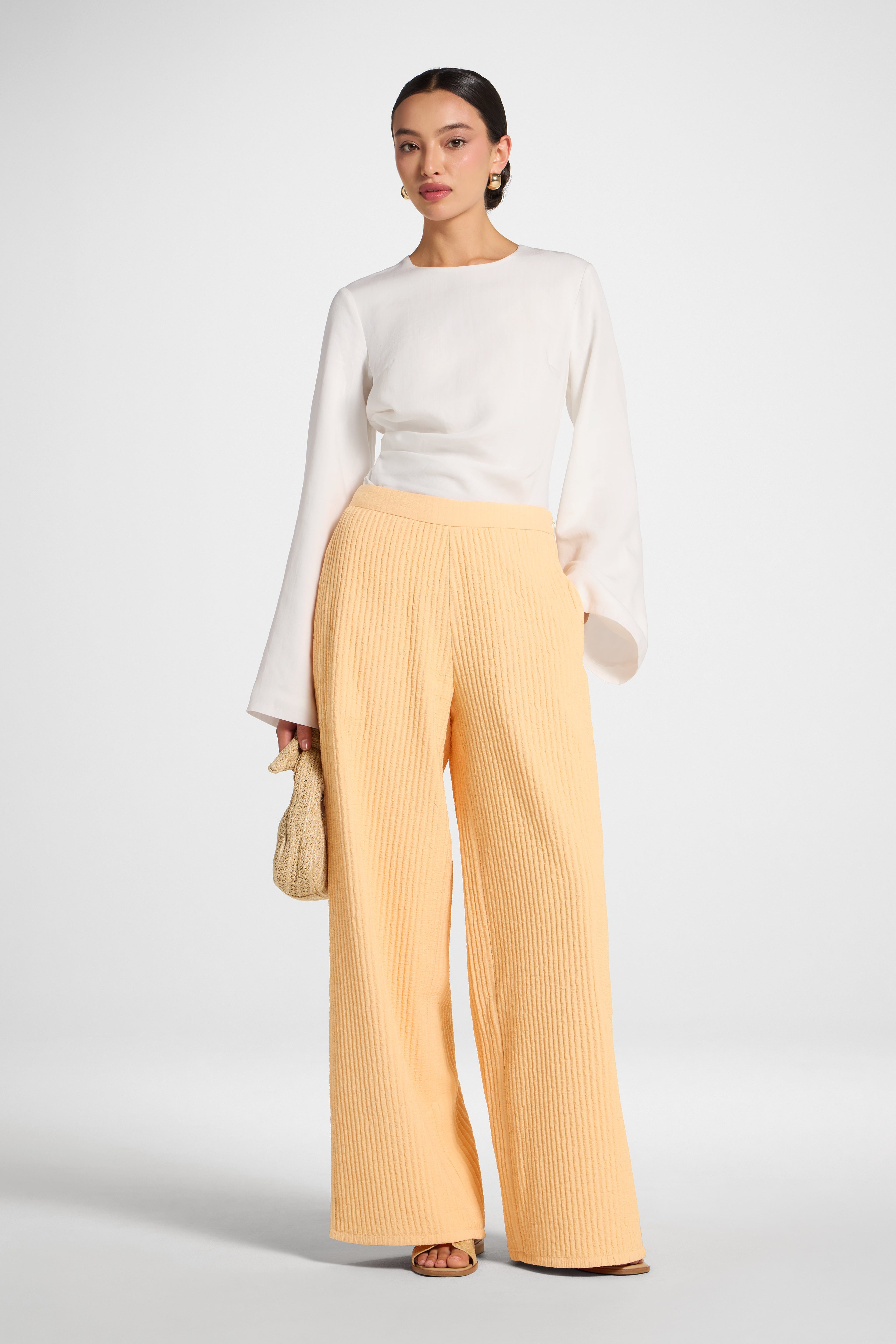 Textured Wide Leg Pants - Sherbert Abayas Veiled 
