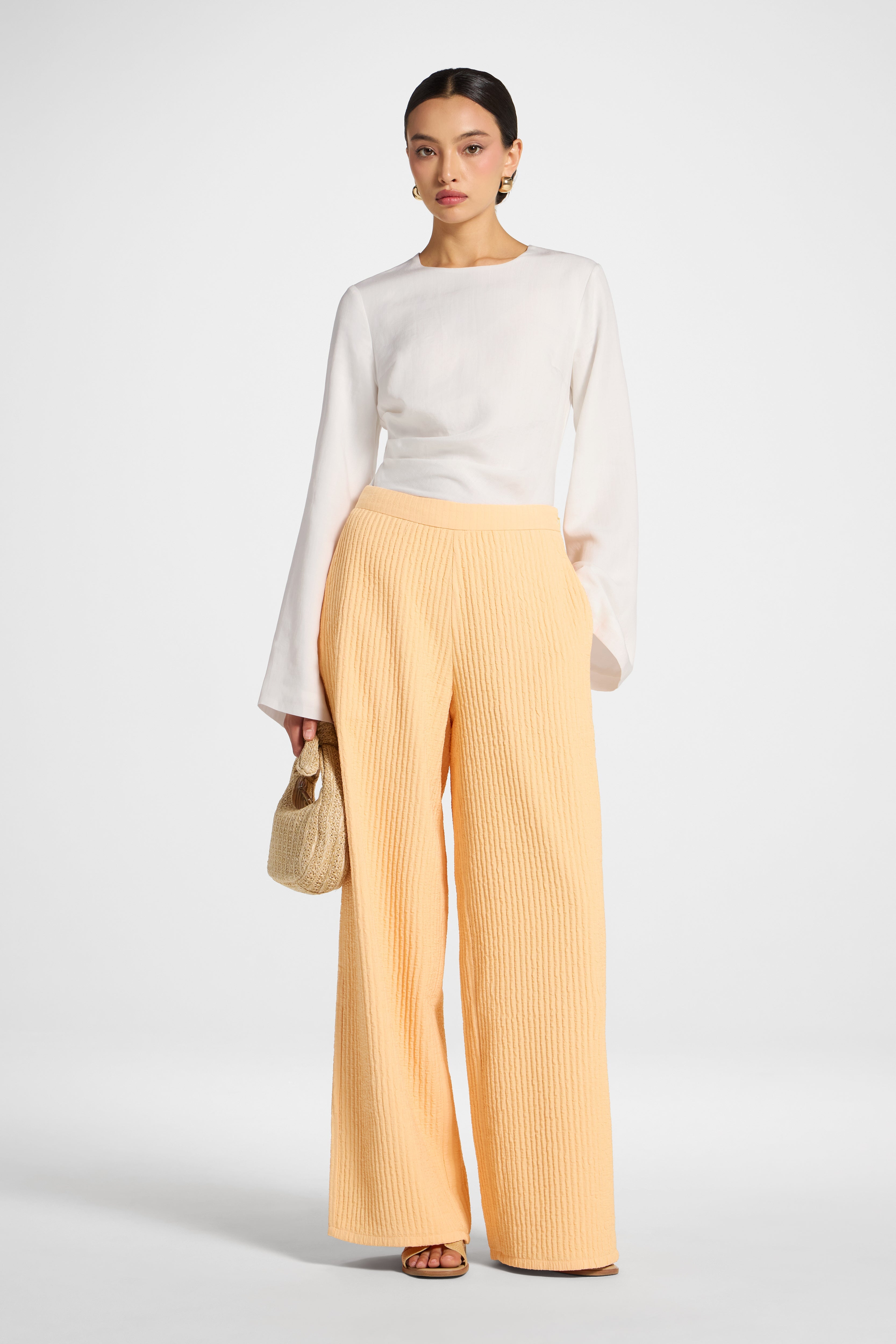 Textured Wide Leg Pants - Sherbert Abayas Veiled 