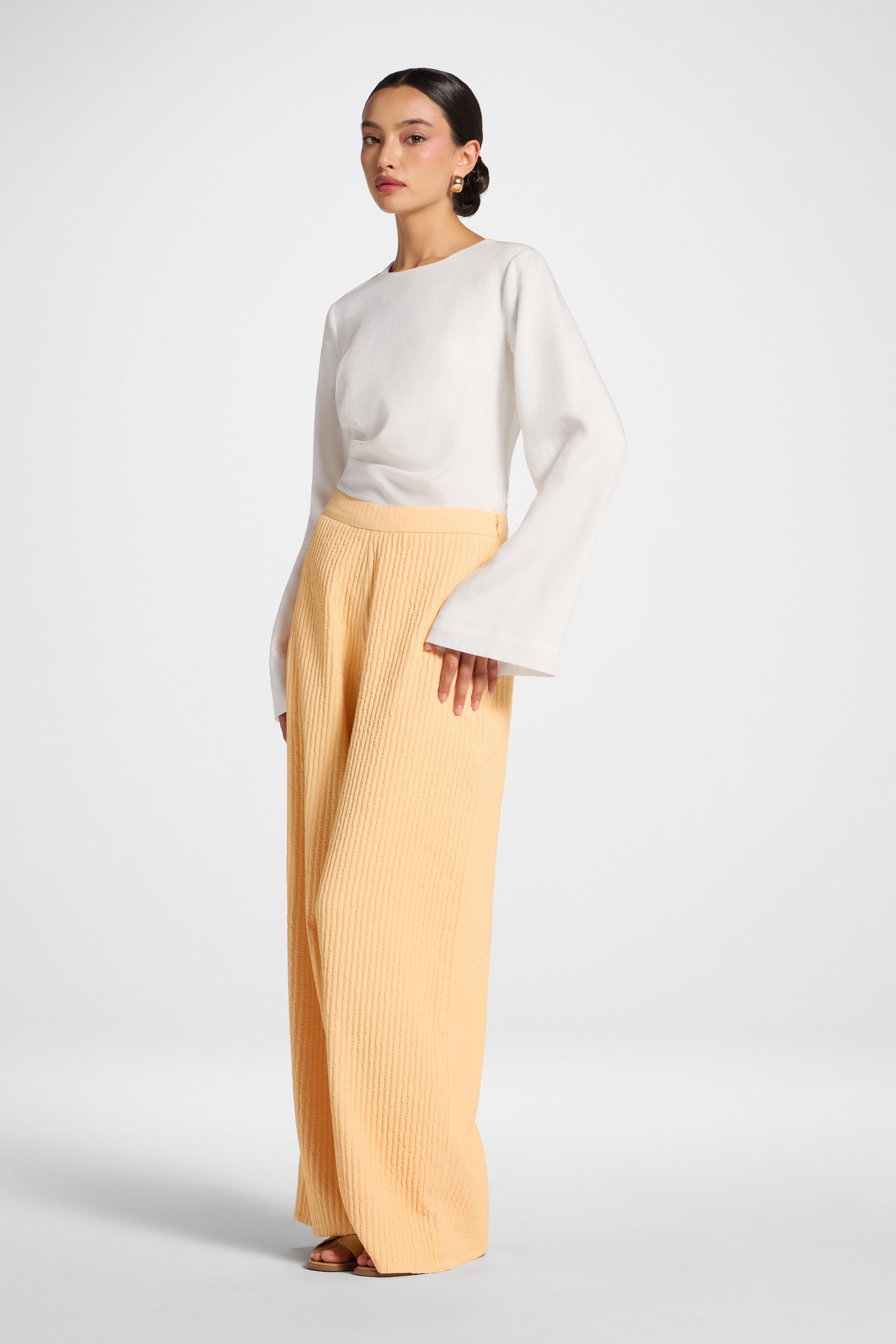 Textured Wide Leg Pants - Sherbert Abayas Veiled 