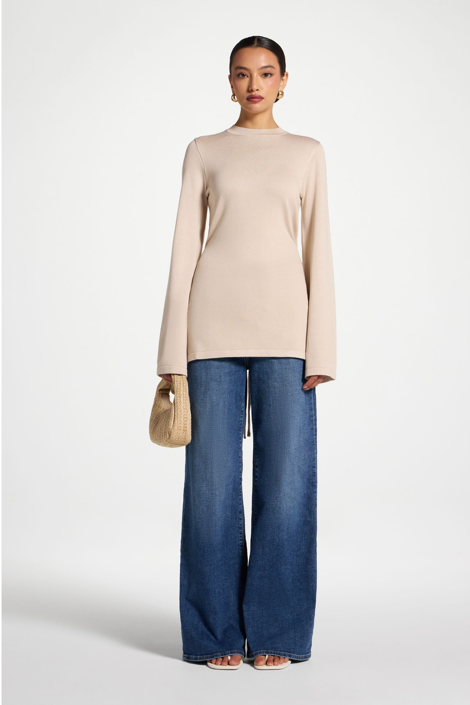 Tie Back Knit Top - Almond Abayas Veiled 