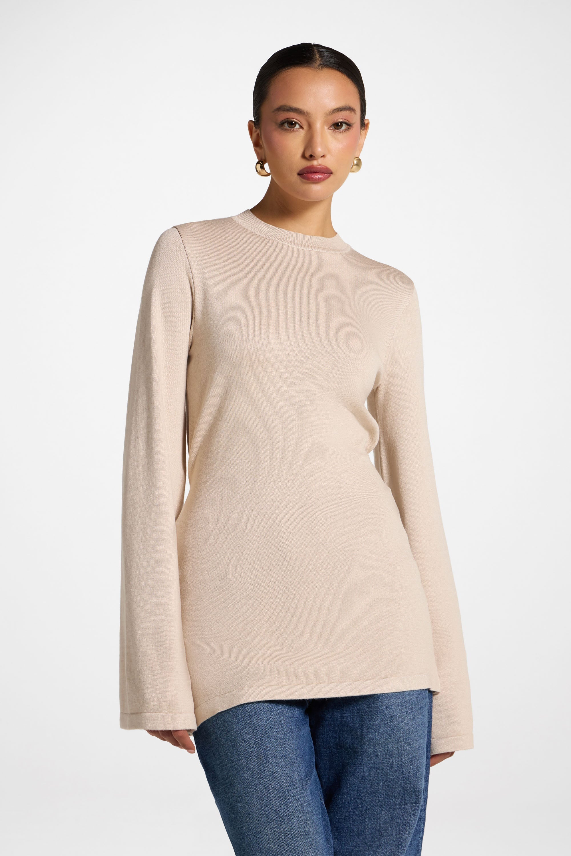 Tie Back Knit Top - Almond Abayas Veiled 