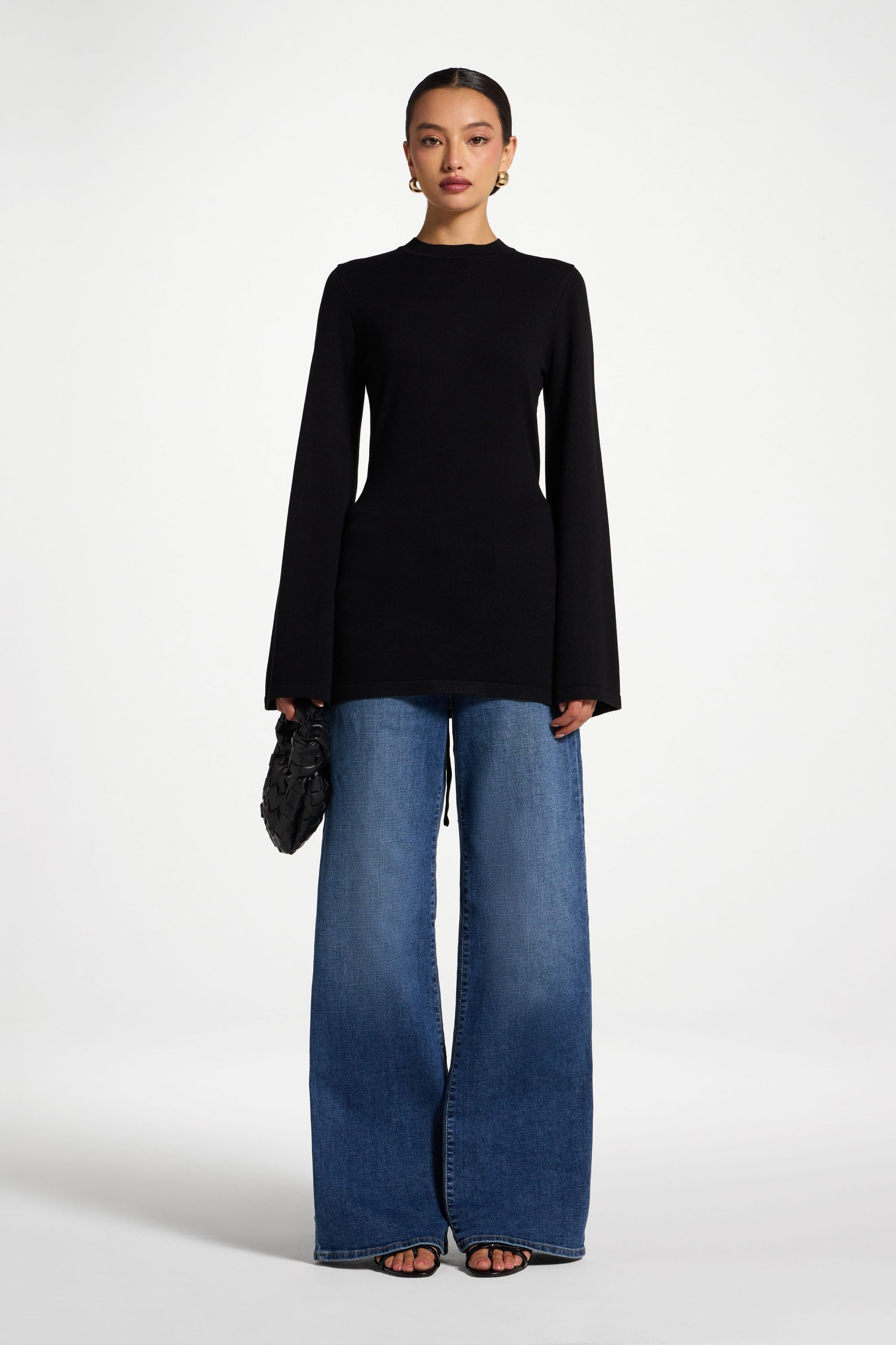 Tie Back Knit Top - Black Abayas Veiled 
