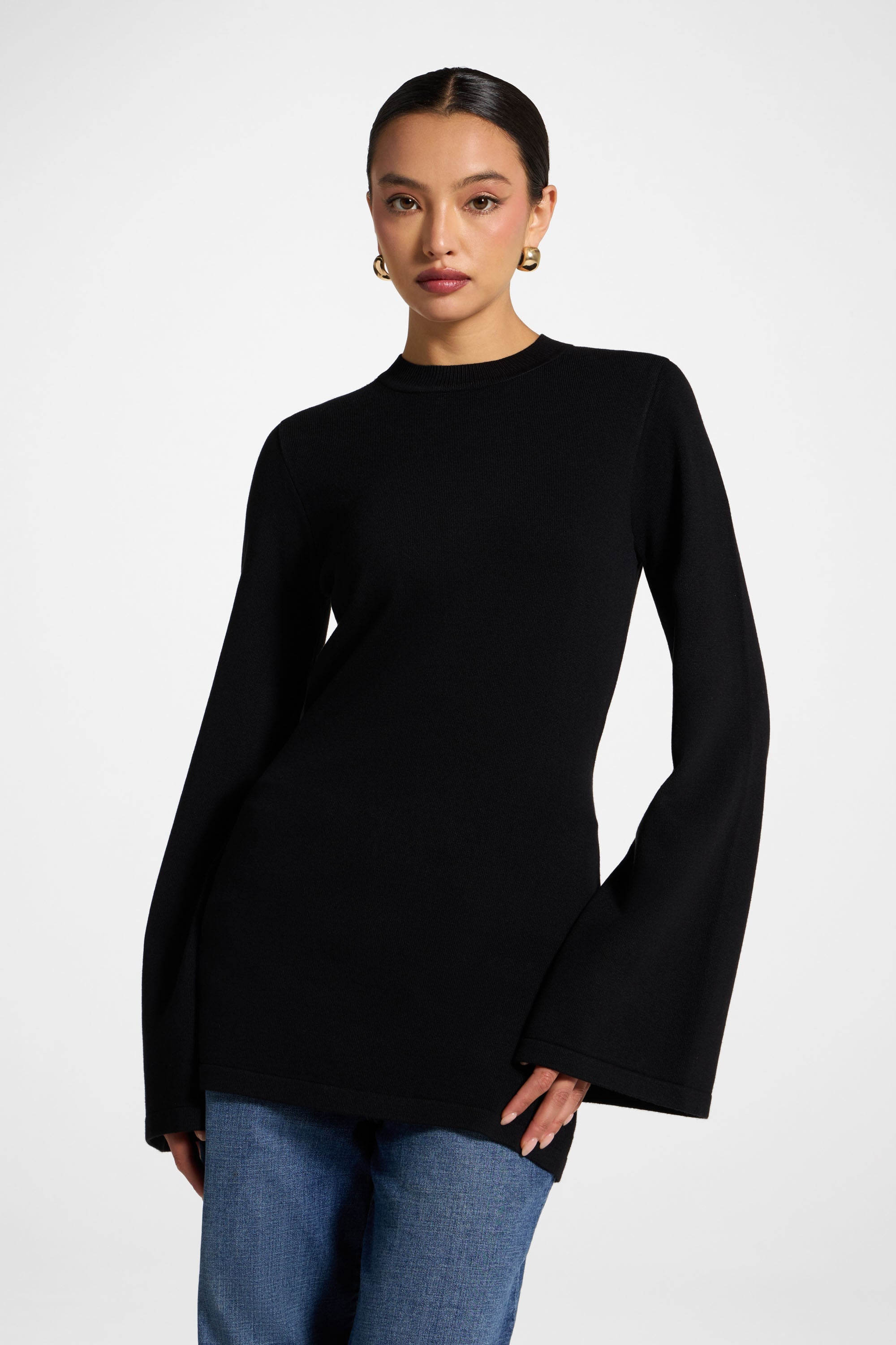 Tie Back Knit Top - Black Abayas Veiled 