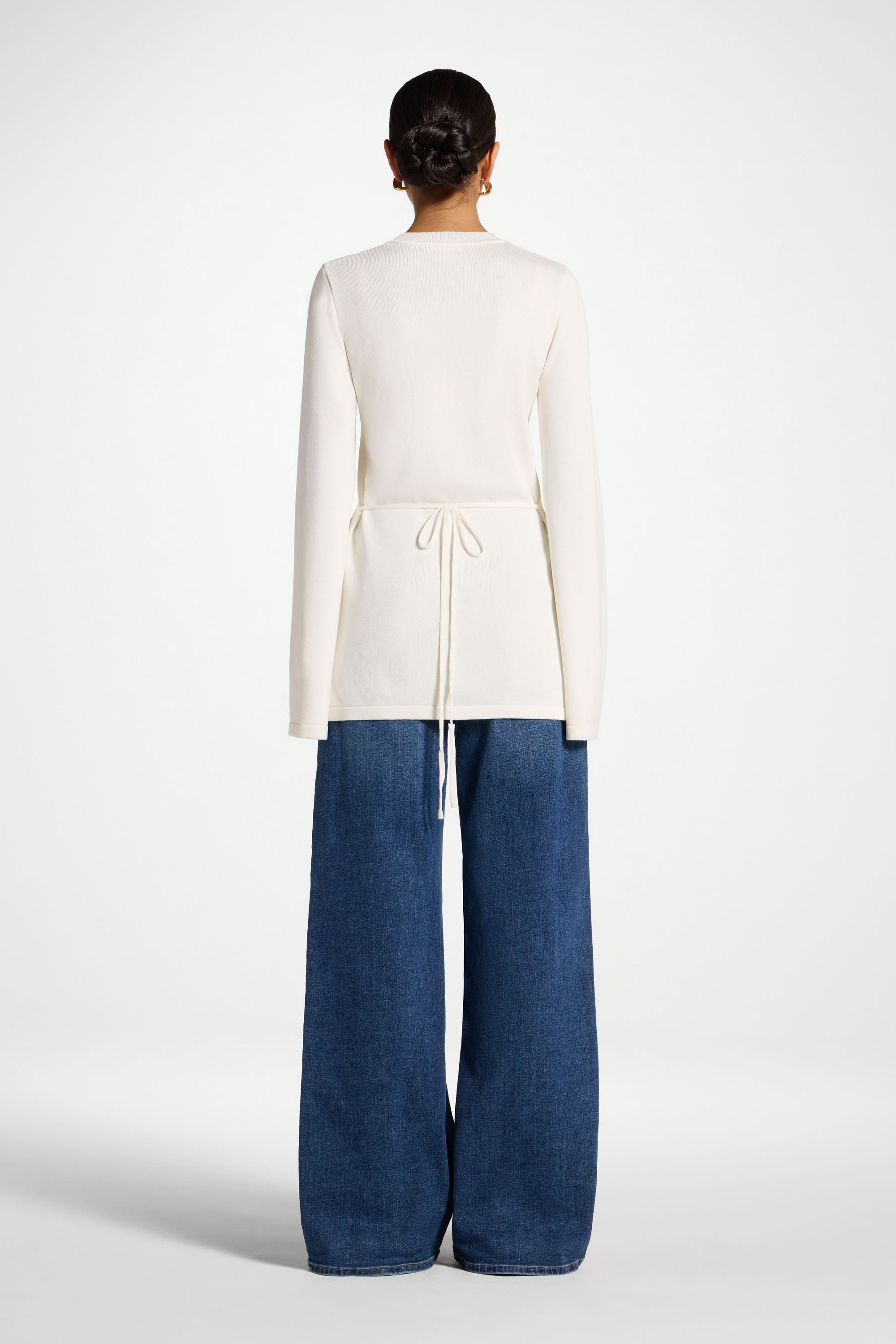 Tie Back Knit Top - White Abayas Veiled 