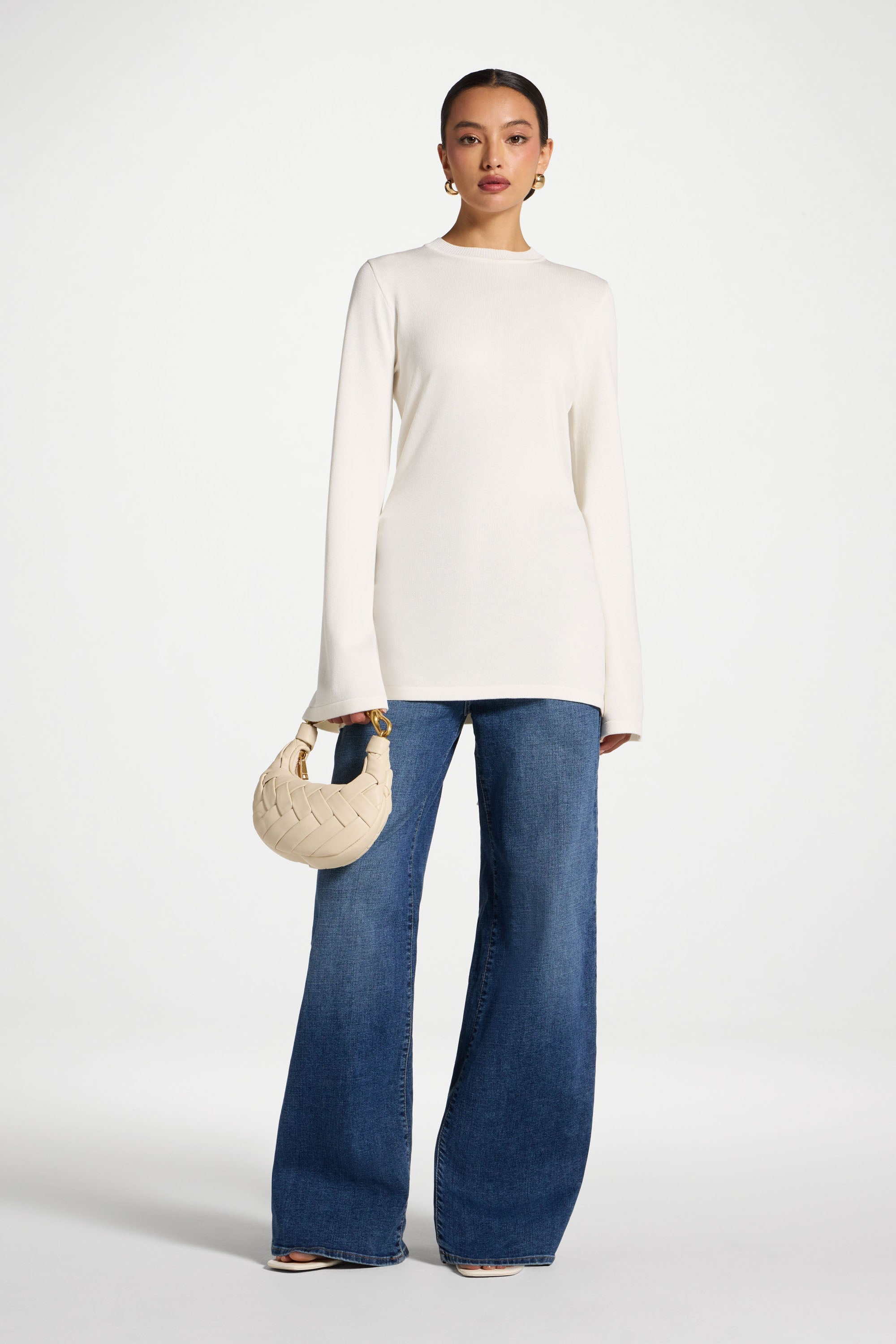 Tie Back Knit Top - White Abayas Veiled 