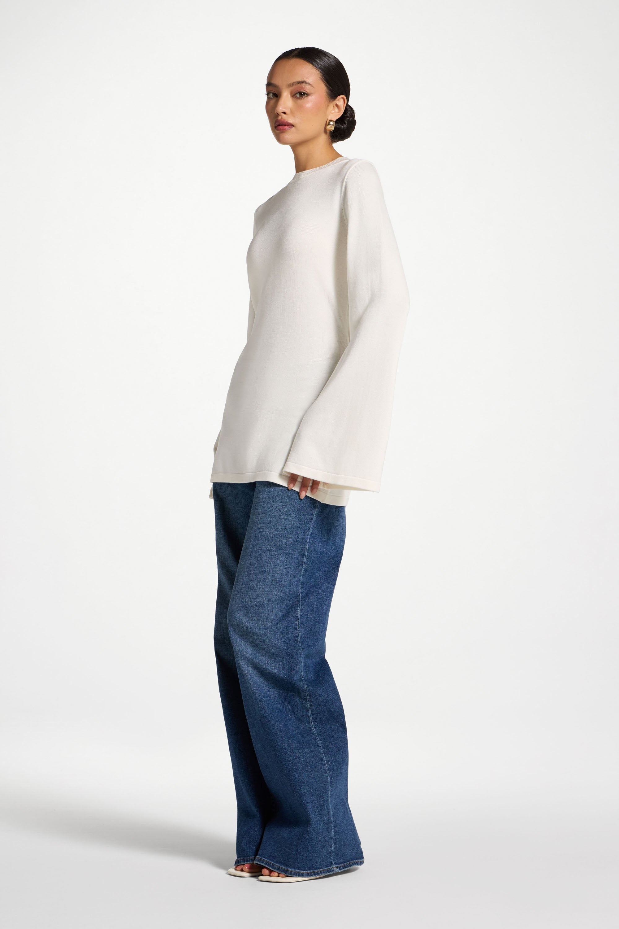 Tie Back Knit Top - White Abayas Veiled 