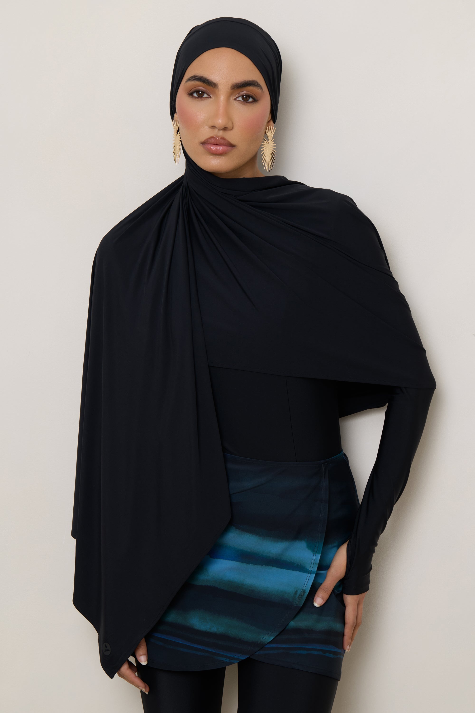 Tie Back Swim Hijab - Black Swim Veiled 