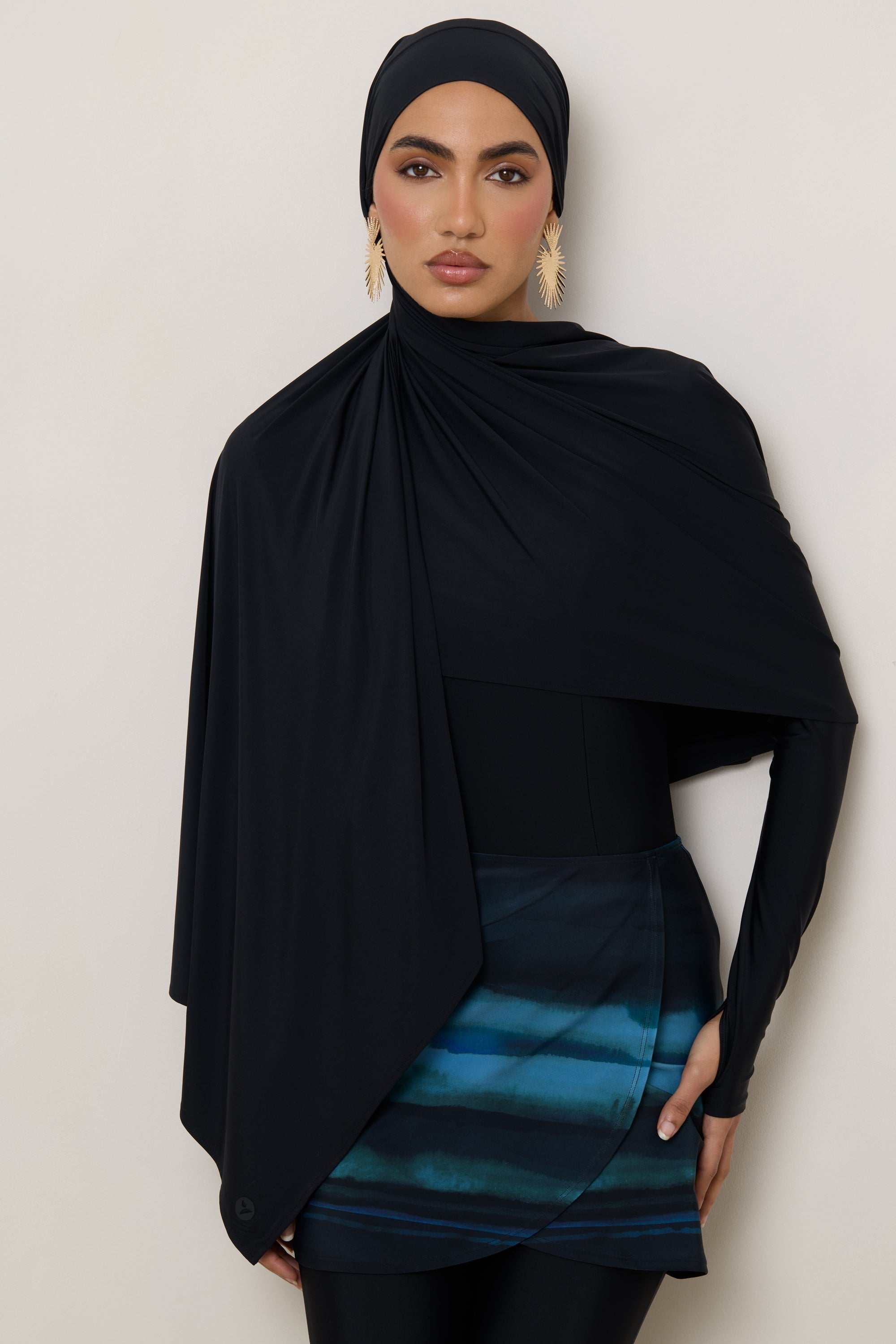 Tie Back Swim Hijab - Black Swim Veiled 