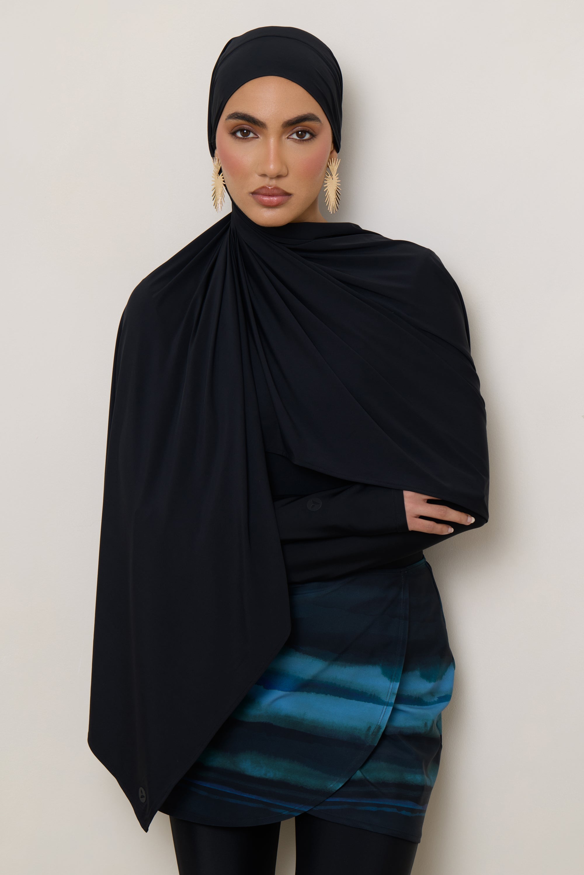 Tie Back Swim Hijab - Black Swim Veiled 