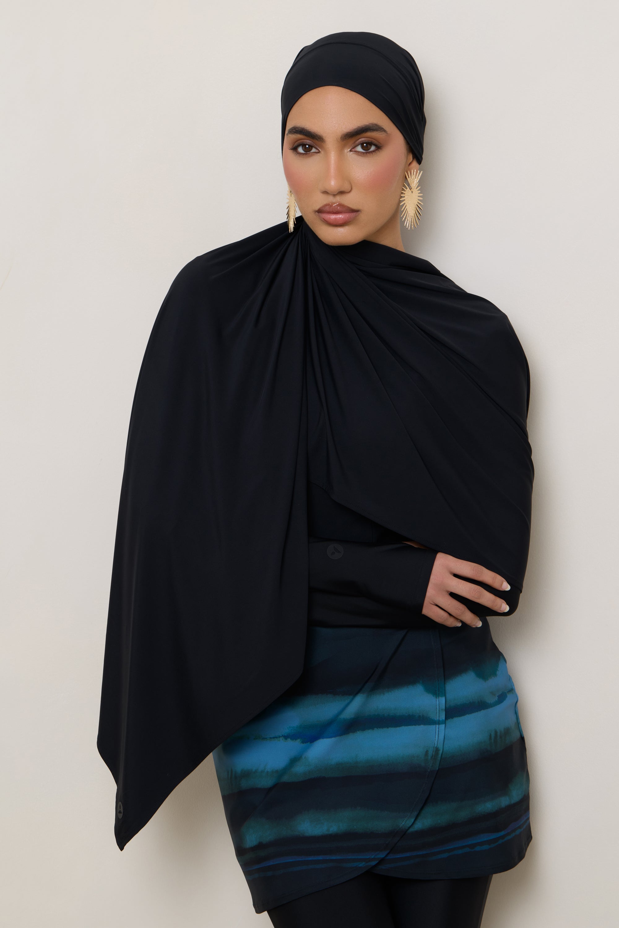 Tie Back Swim Hijab - Black Swim Veiled 