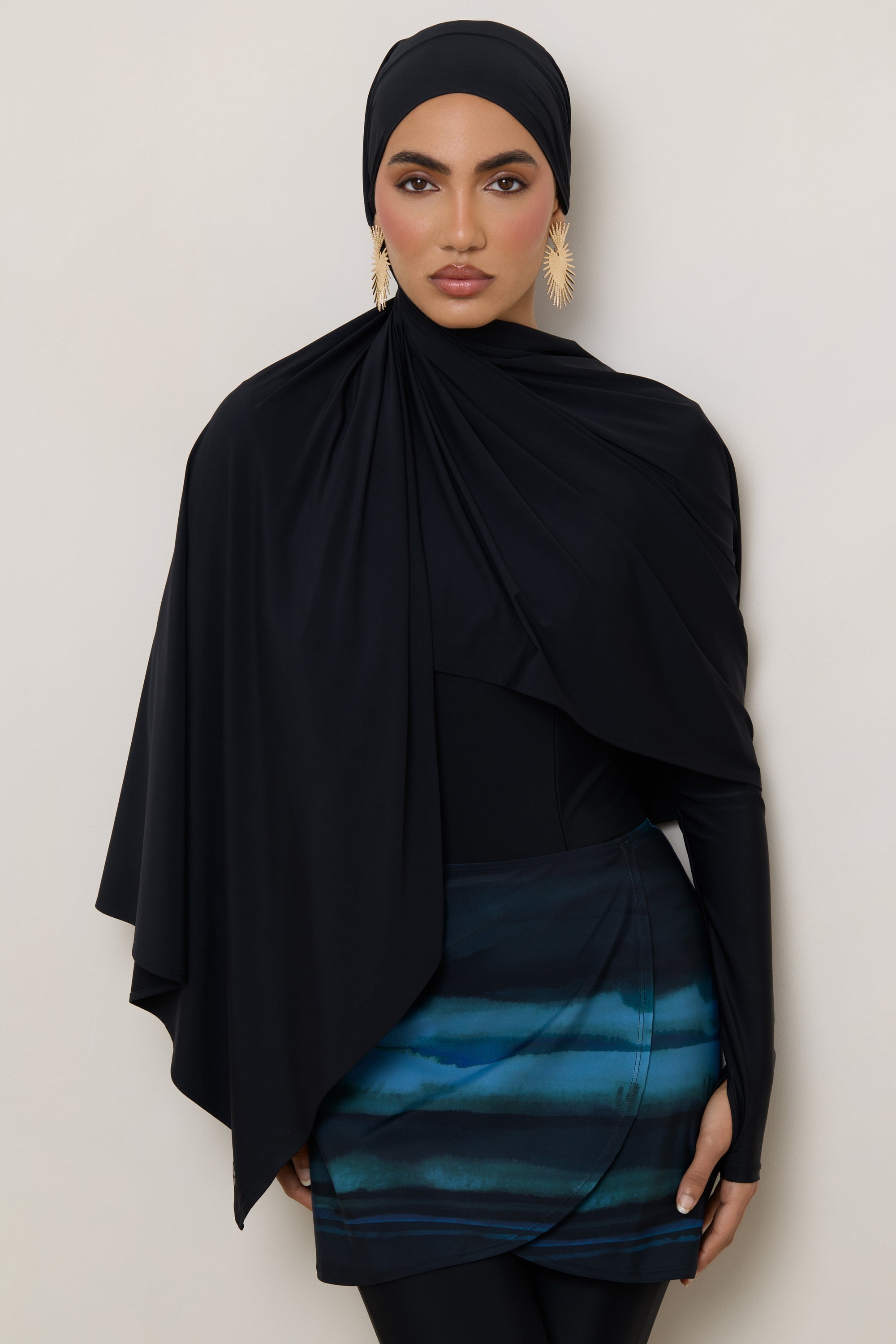 Tie Back Swim Hijab - Black Swim Veiled 