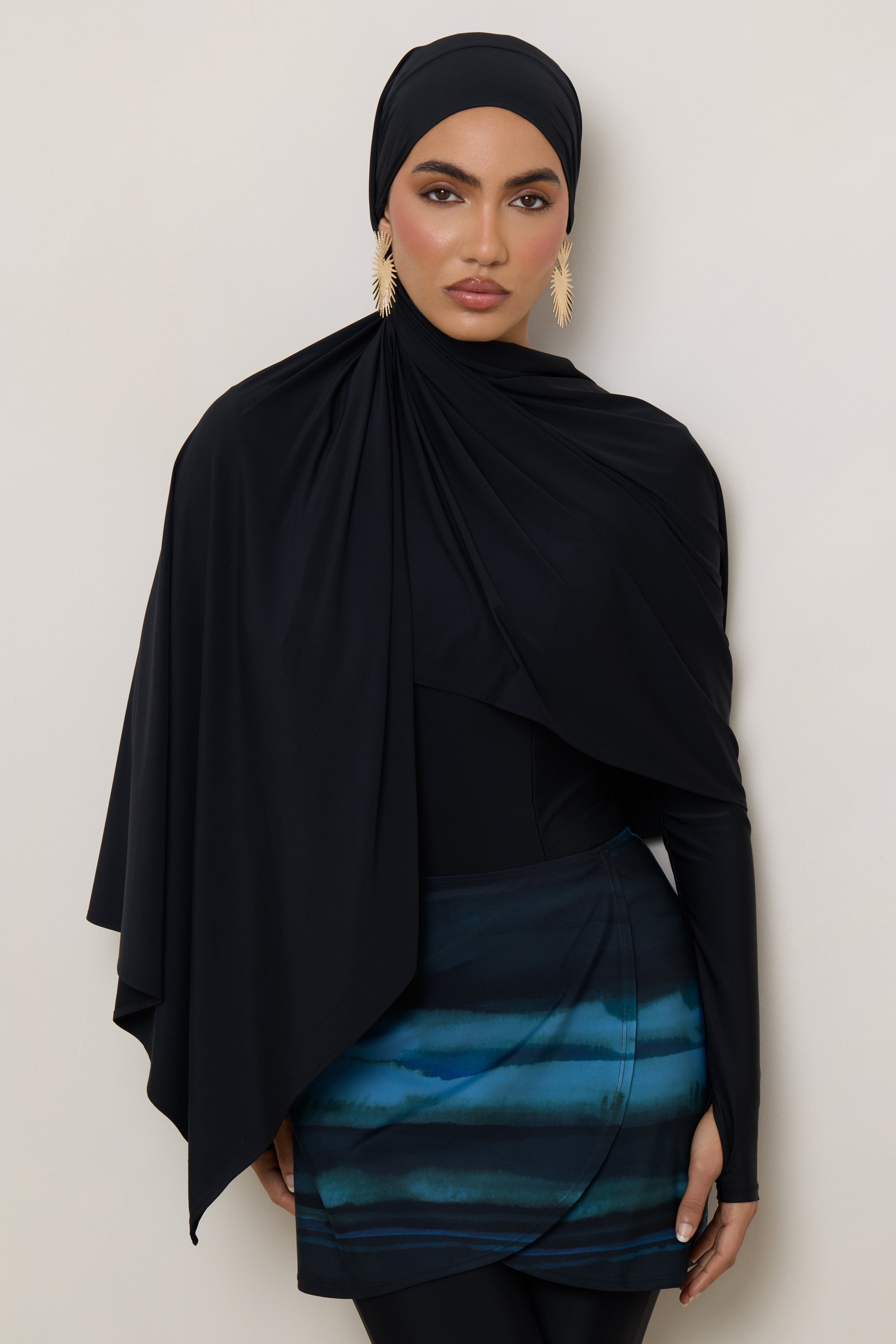 Tie Back Swim Hijab - Black Swim Veiled 