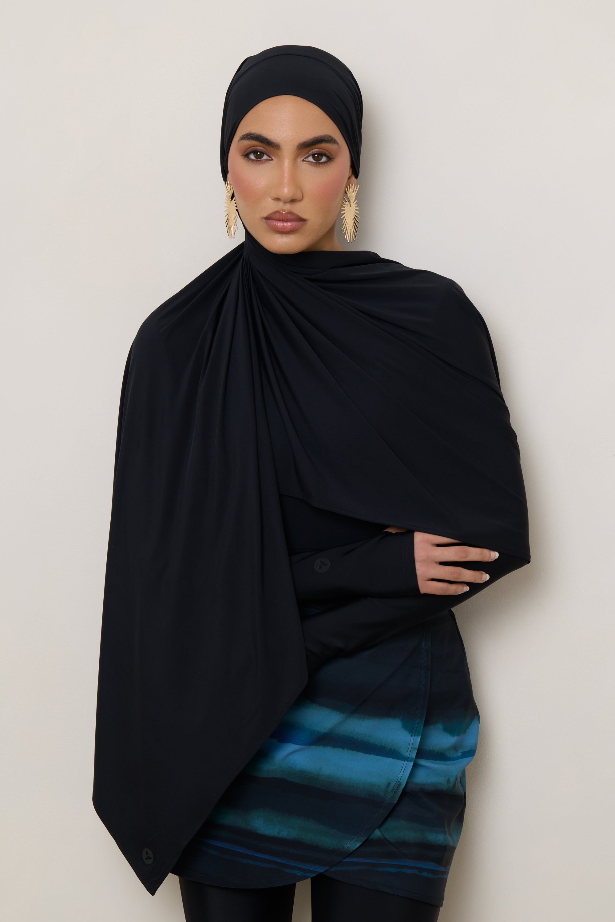 Tie Back Swim Hijab - Black Swim Veiled 