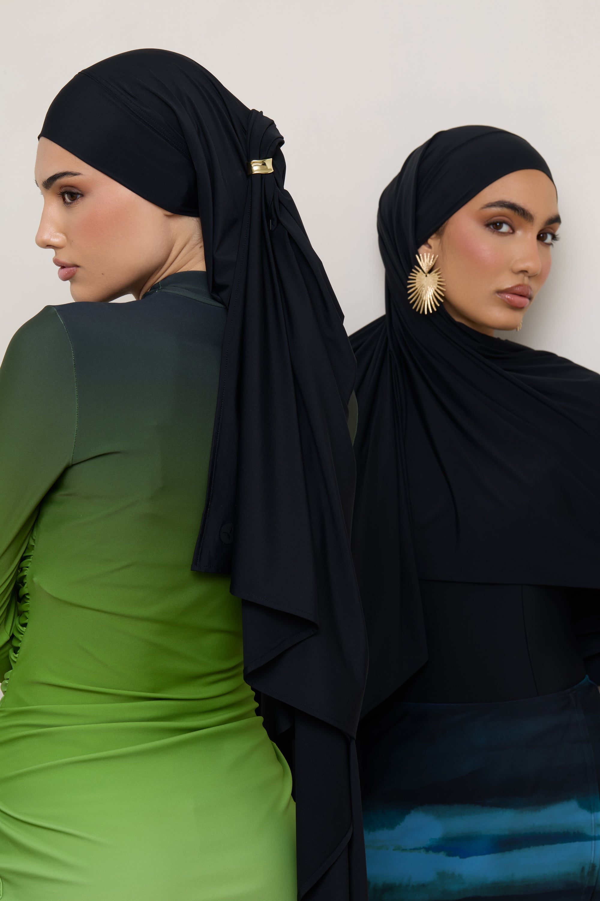 Tie Back Swim Hijab - Black Swim Veiled 