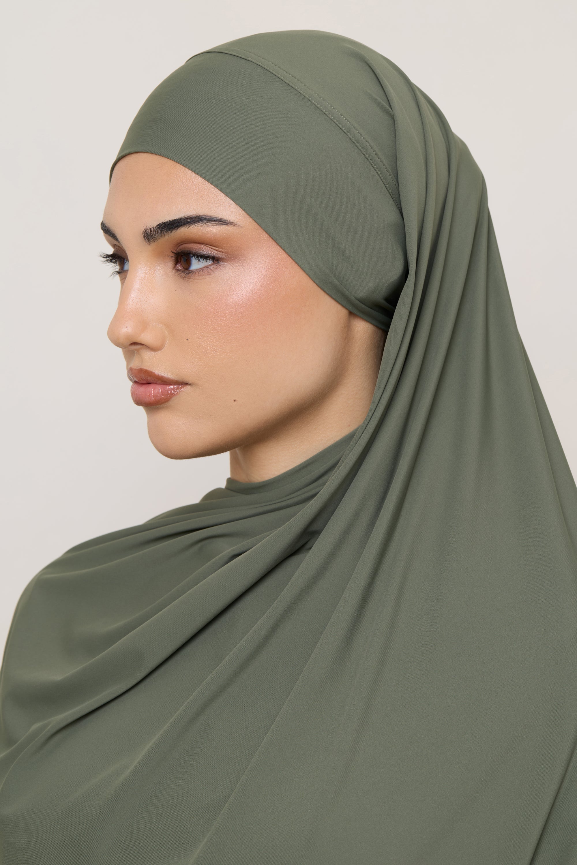 Tie Back Swim Hijab - Dusty Olive Swim Veiled 