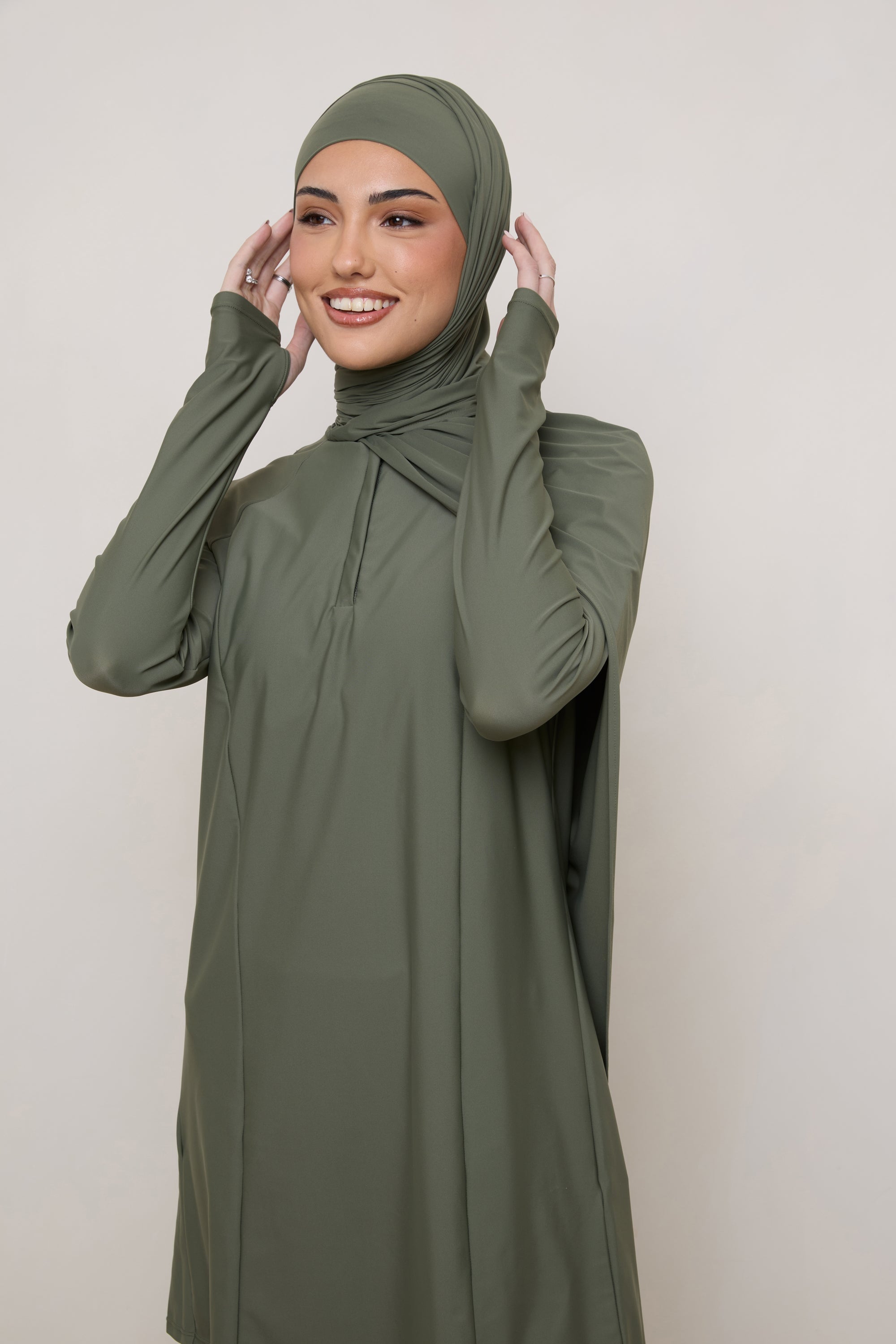 Tie Back Swim Hijab - Dusty Olive Swim Veiled 