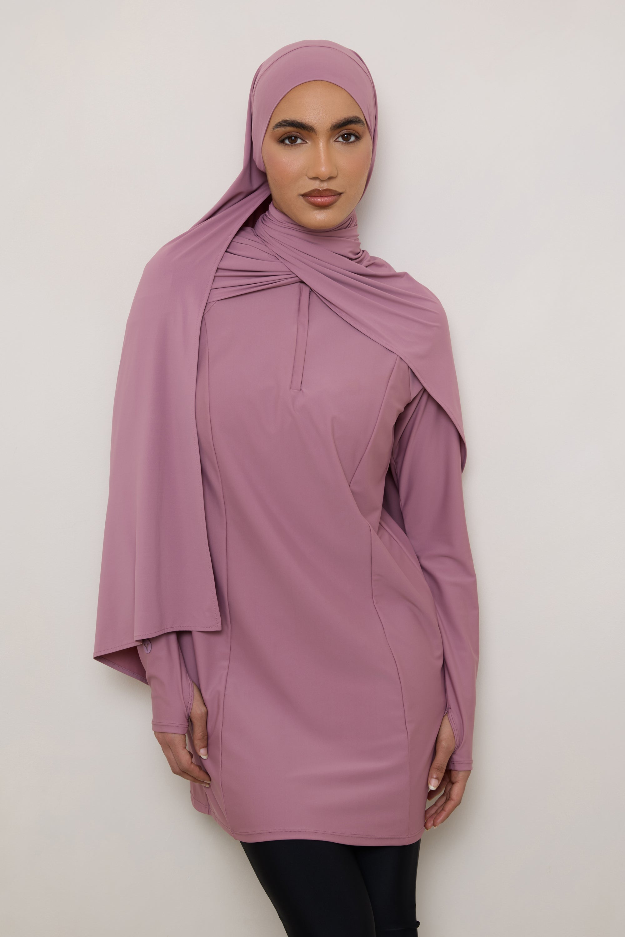 Tie Back Swim Hijab - Wistful Mauve Swim Veiled 