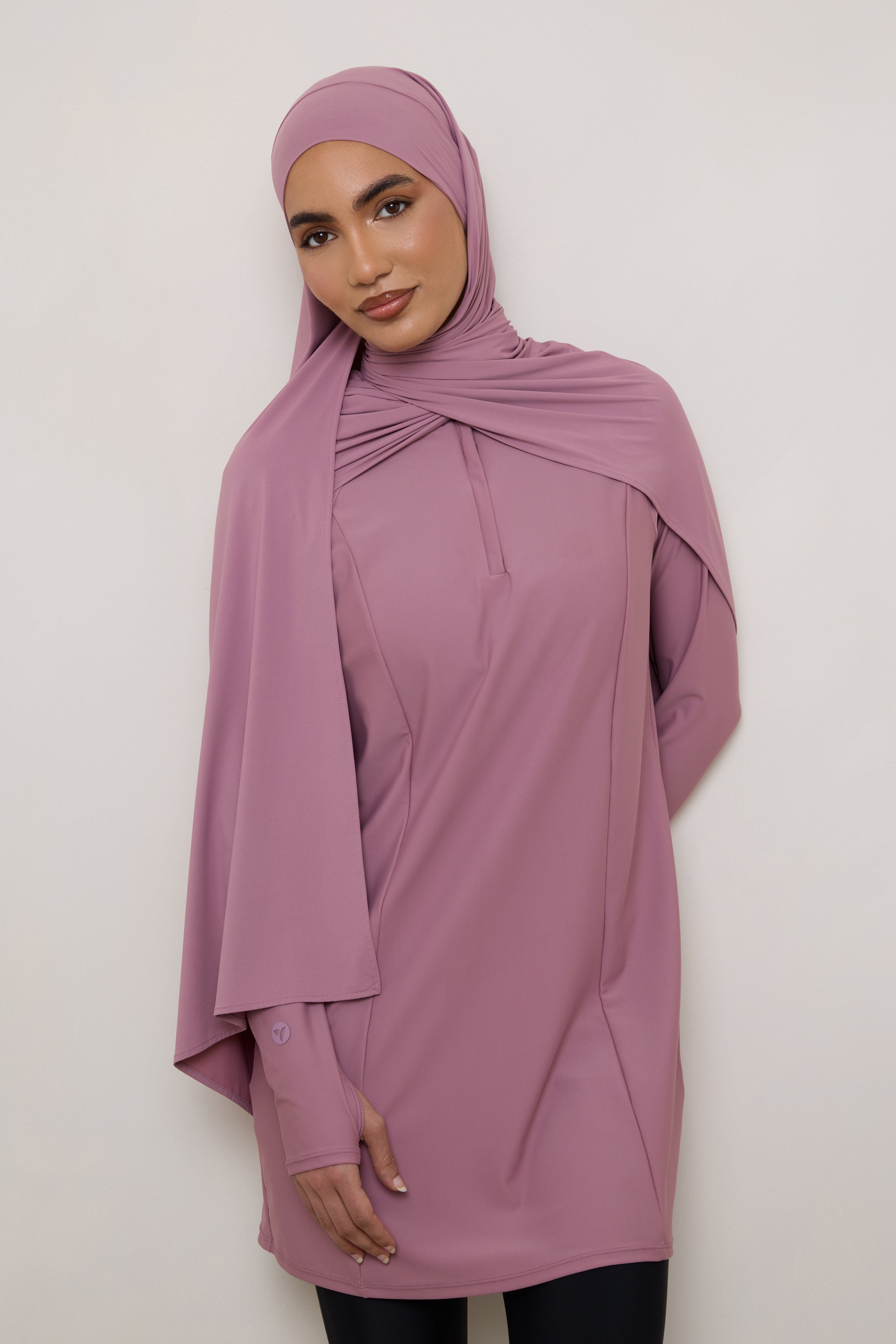 Tie Back Swim Hijab - Wistful Mauve Swim Veiled 