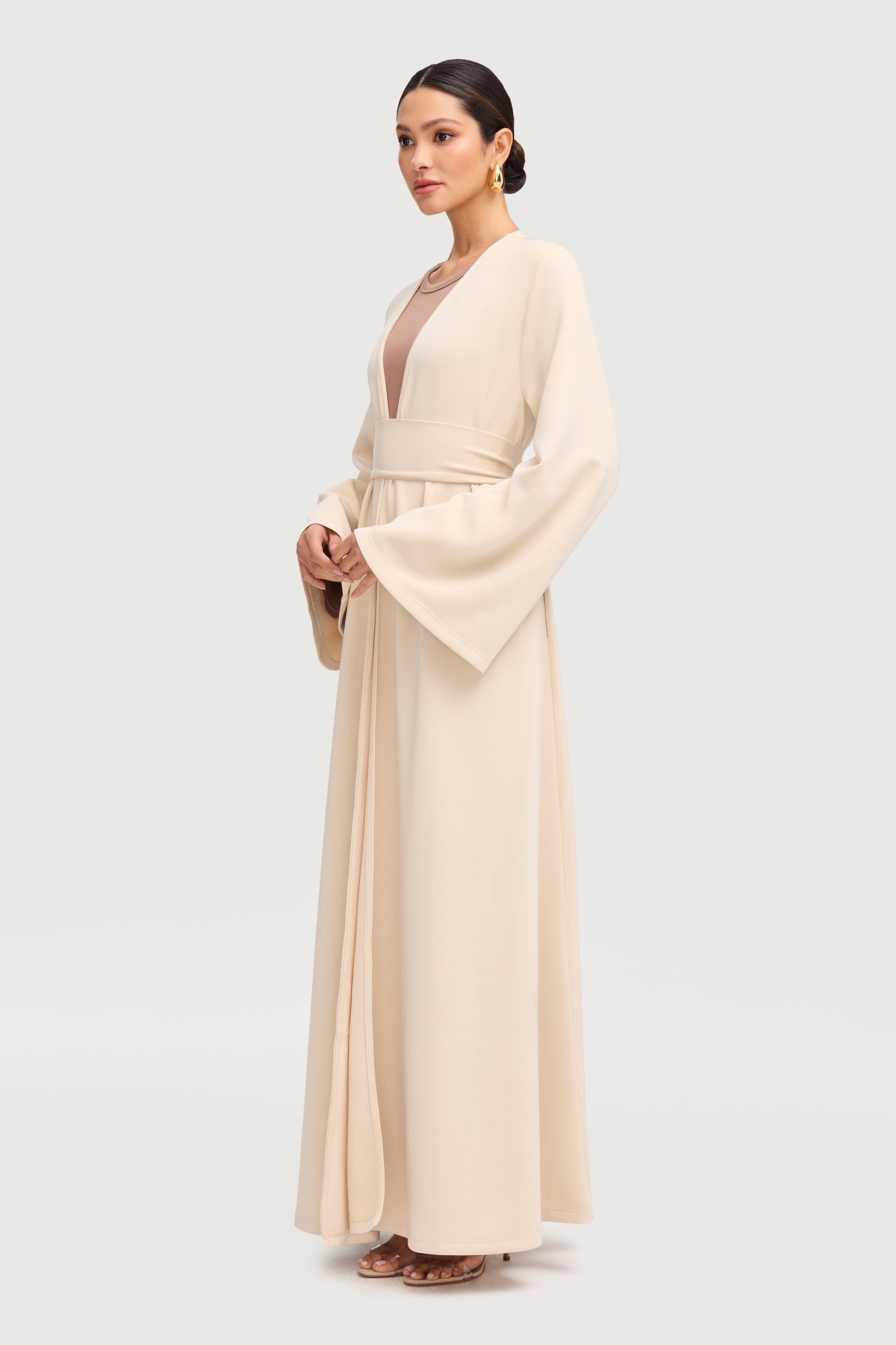 Tie Front Abaya - Stone Abayas Veiled 