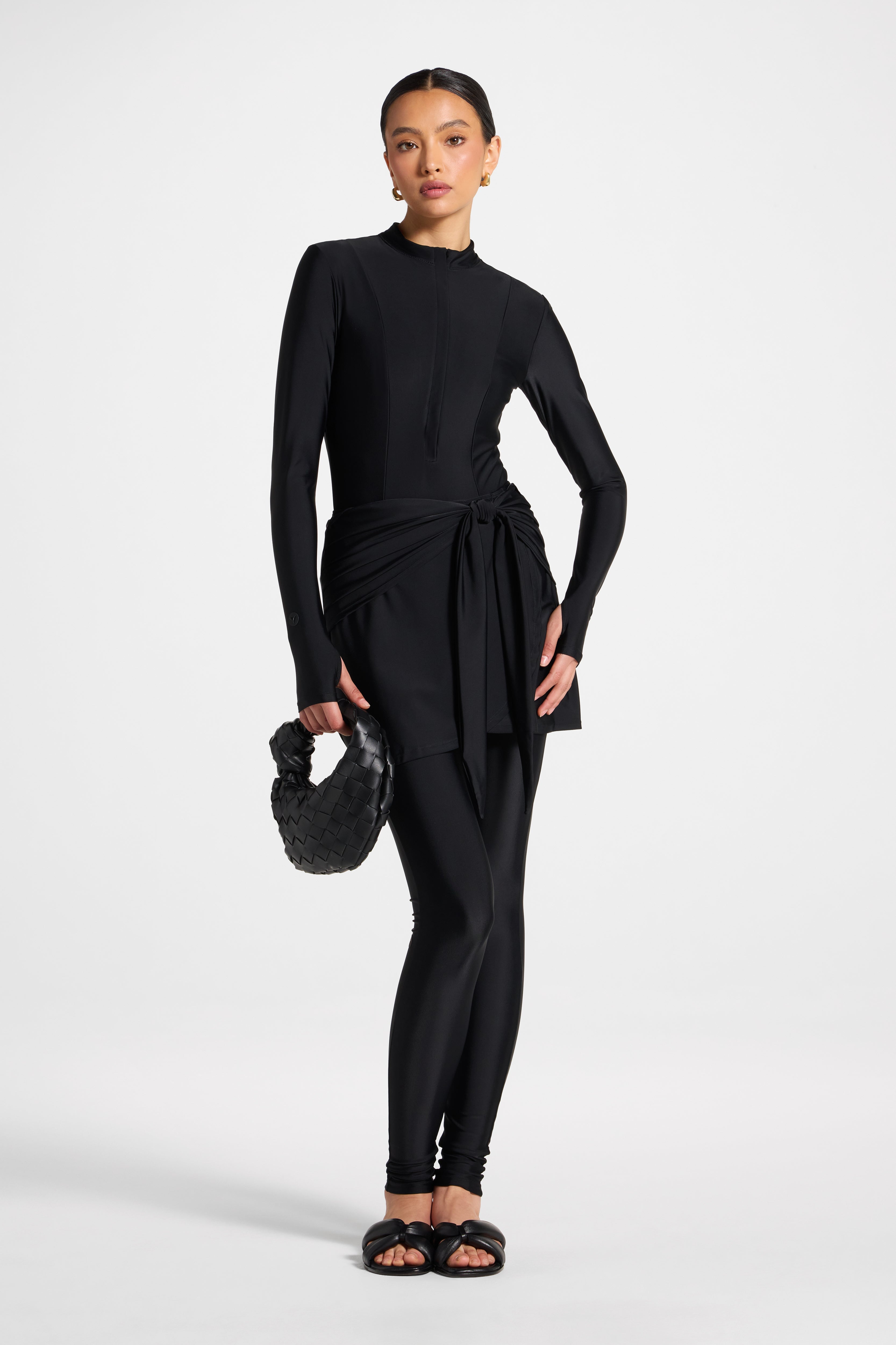 Tie Wrap Swim Skirt - Black Swim Veiled 