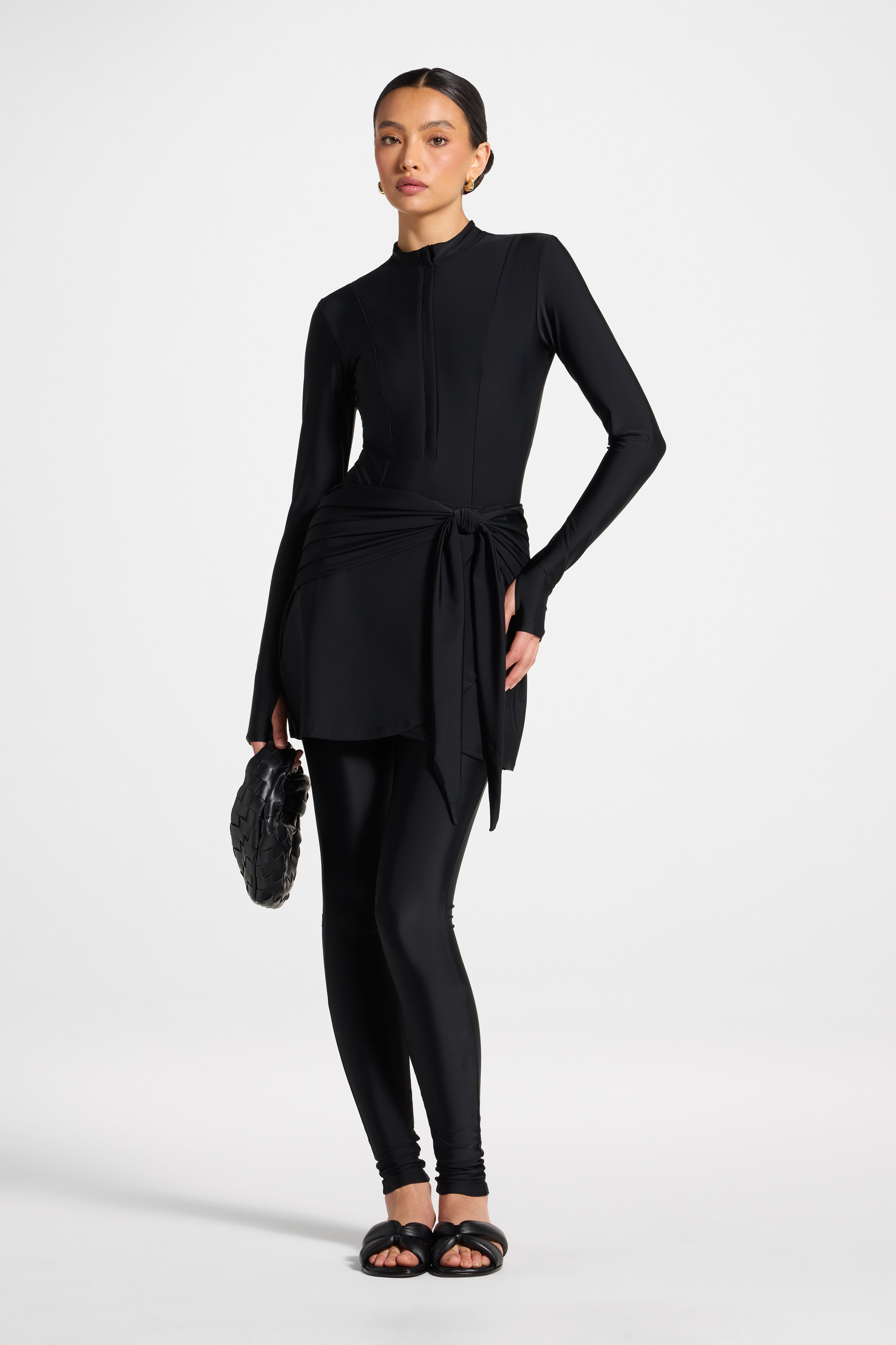 Tie Wrap Swim Skirt - Black Swim Veiled 